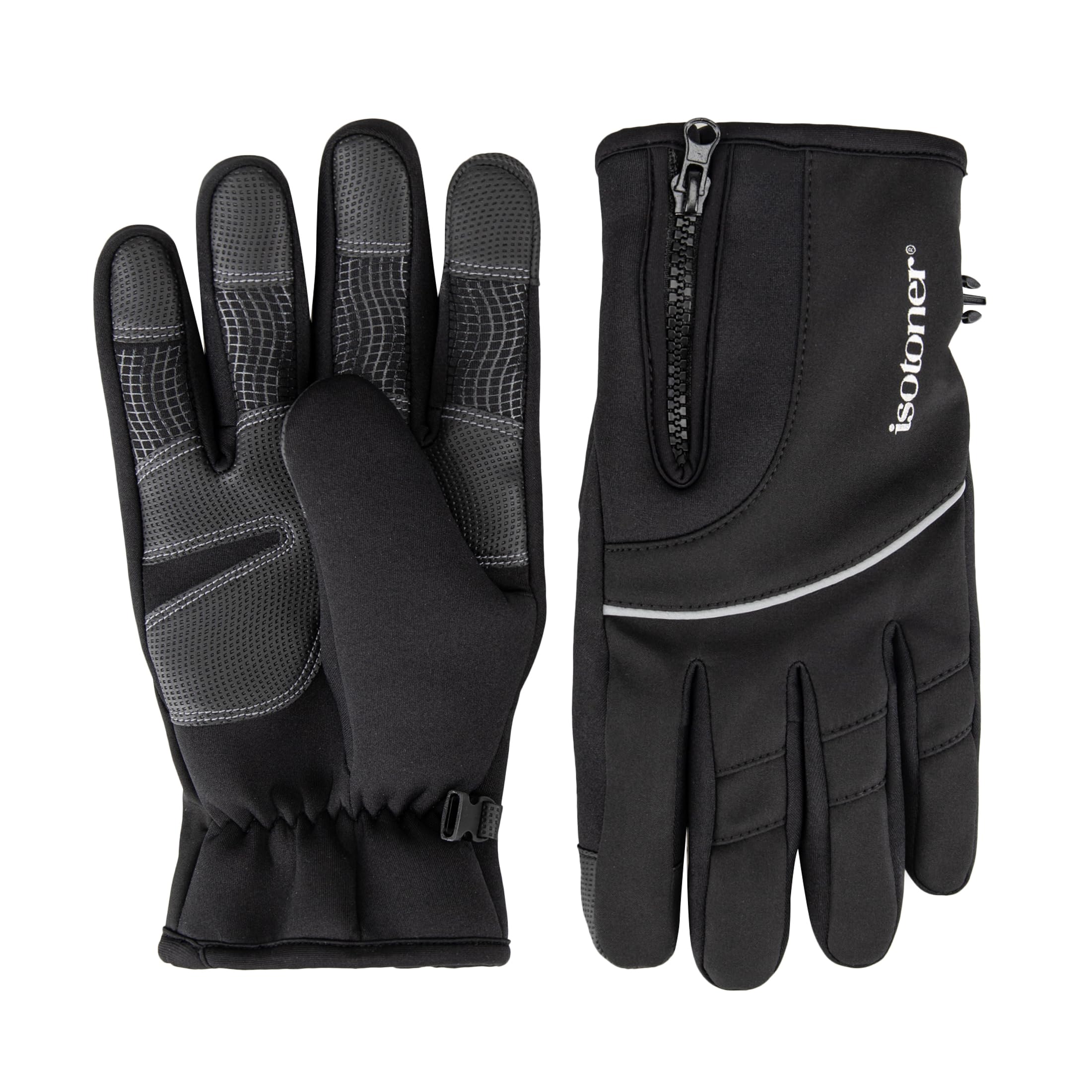 Isotoner Men's Neoprene Sports Gloves With Zipper With Smartouch Gloves