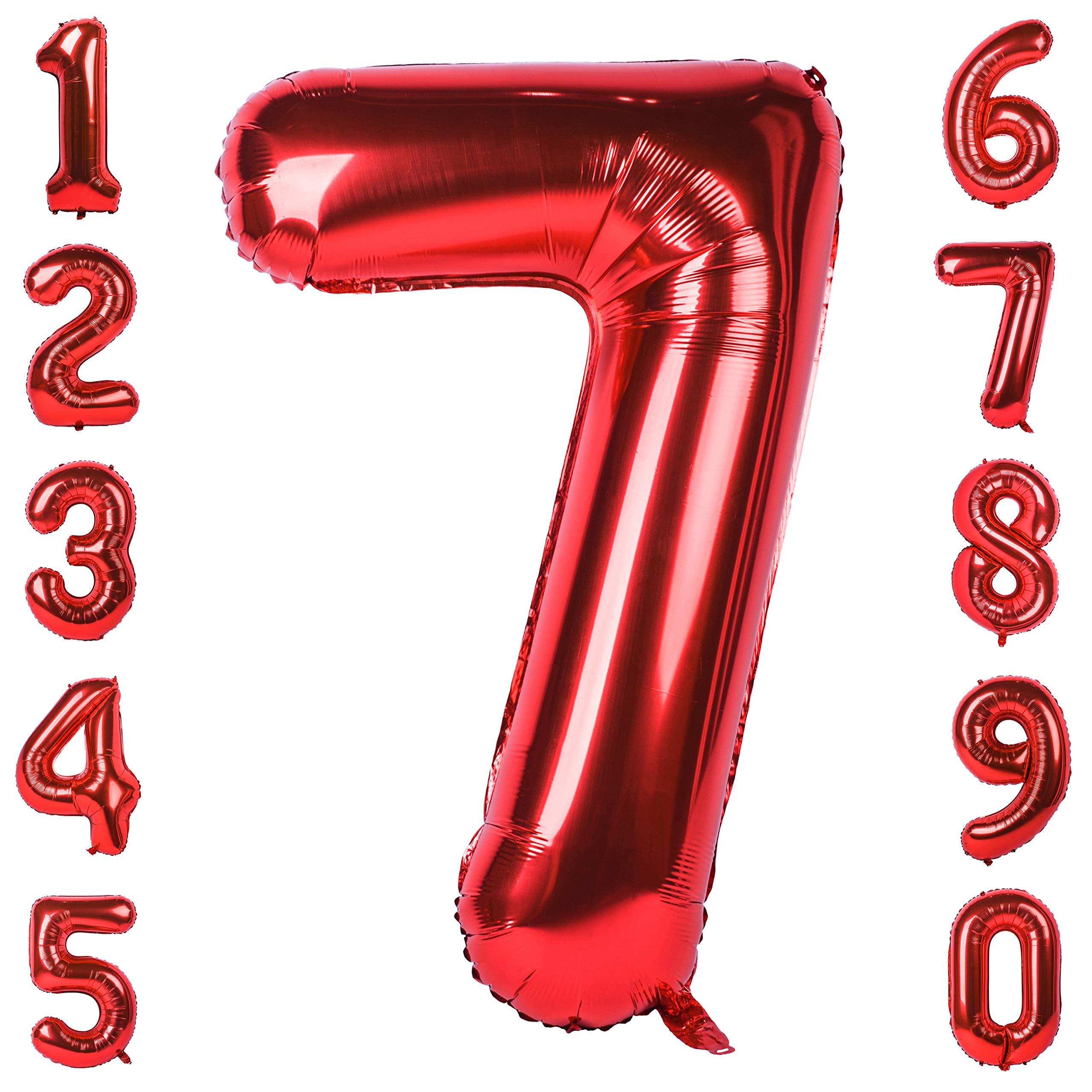 Red 0 balloon 40 Inch Giant Helium Foil Number 0 to 9 Red Balloon Birthday Wedding Party Digital Decorations (Number 0) — view 354