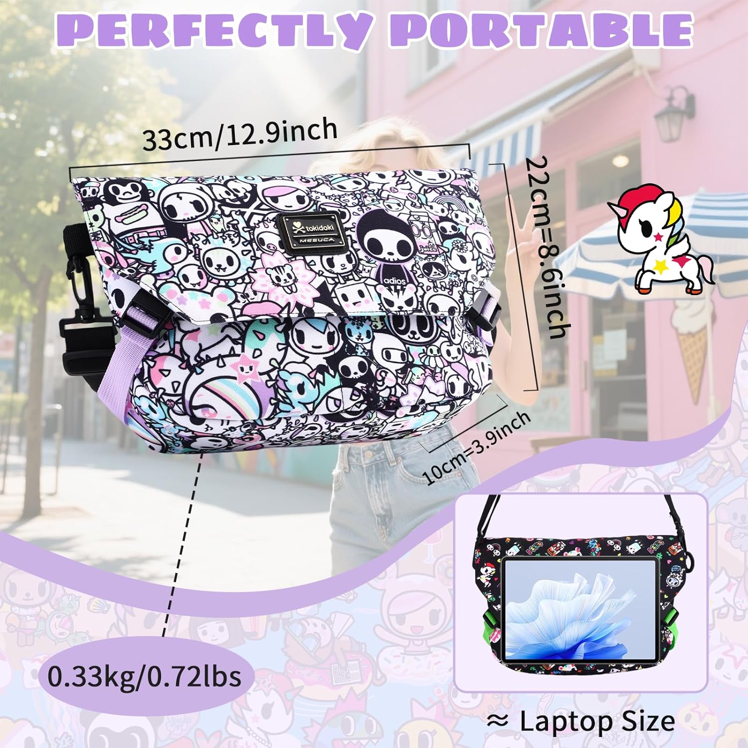 Tokidoki Messenger Bag for Women,Cute Cross Body Bags Phone Wallet Crossbody Bag for Women Men for Work Travel Gift - Image 5