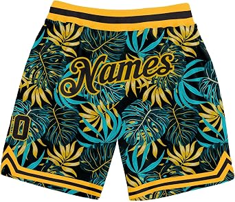 Personalized Shorts for Men, Custom Cream Kelly Green-Gold Throwback Basketball Shorts, Stylish, Quick Dry