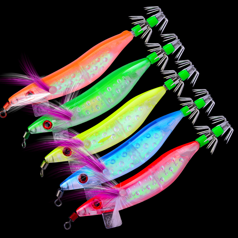 6 Esche Luminose Da Pesca A Forma Di Gamberetto - 7,8 Cm 5,5 G - Per Calamari E Polpi