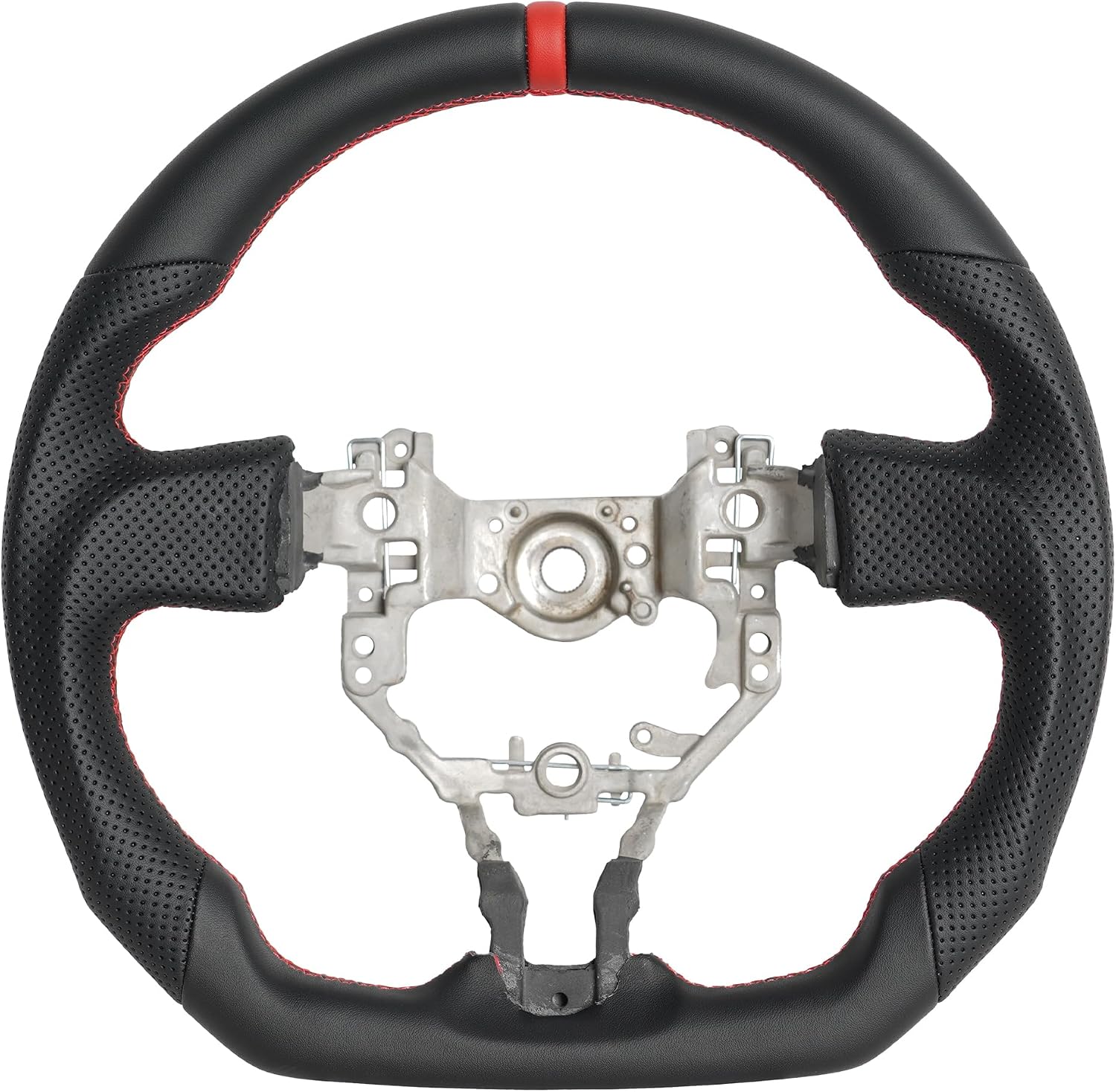 Full Leather Steering Wheel for Toyota 86/Scion FR-S/Subaru BRZ 2012-2016 D-Shaped Flat Bottom Perforated Leather Steering Wheel Equipped with Anti Slip Grooves