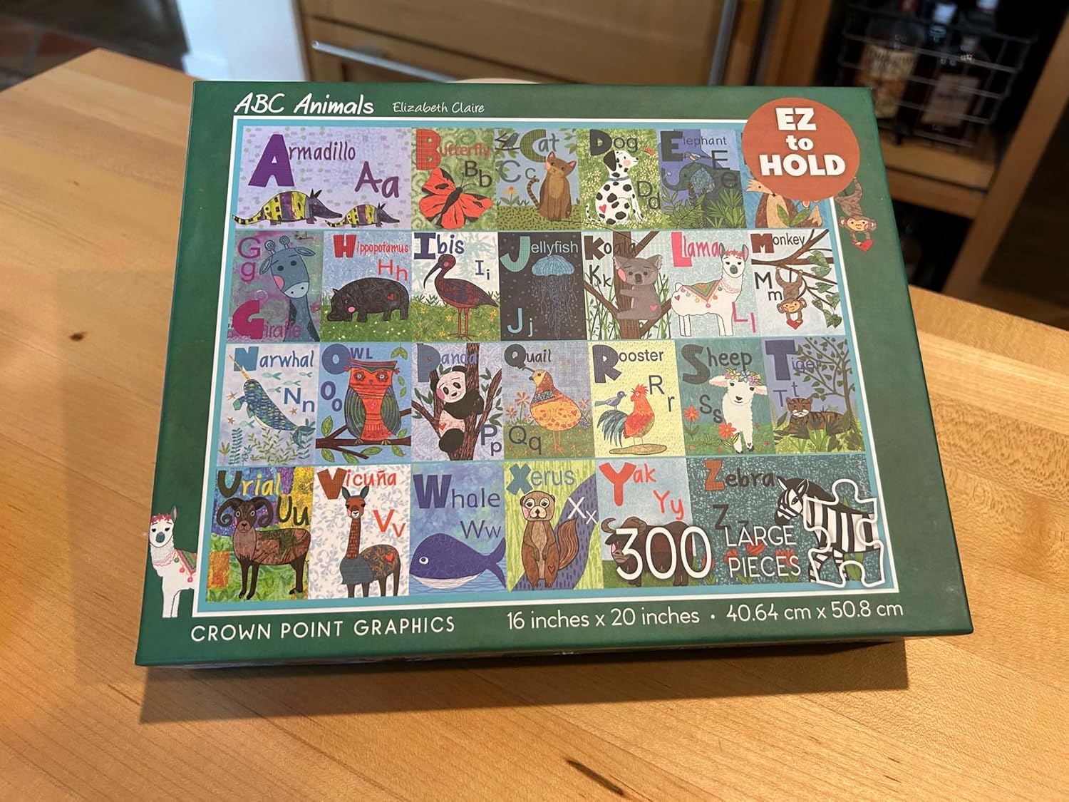 Crown Point Graphics ABC Animals 300 Piece Jigsaw Puzzle, Soft Touch Design, Made in USA