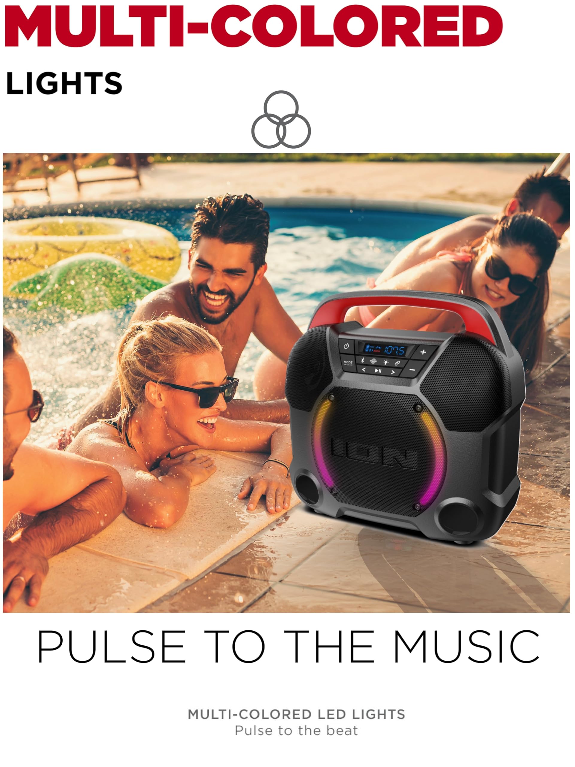 Ion Audio Pathfinder Go Wireless Bluetooth Beach Speaker IPX5 Water-Resistant for Pool Party Music Events, Indoor and Outdoor Parties - 2 Pack Bundle (Renewed)