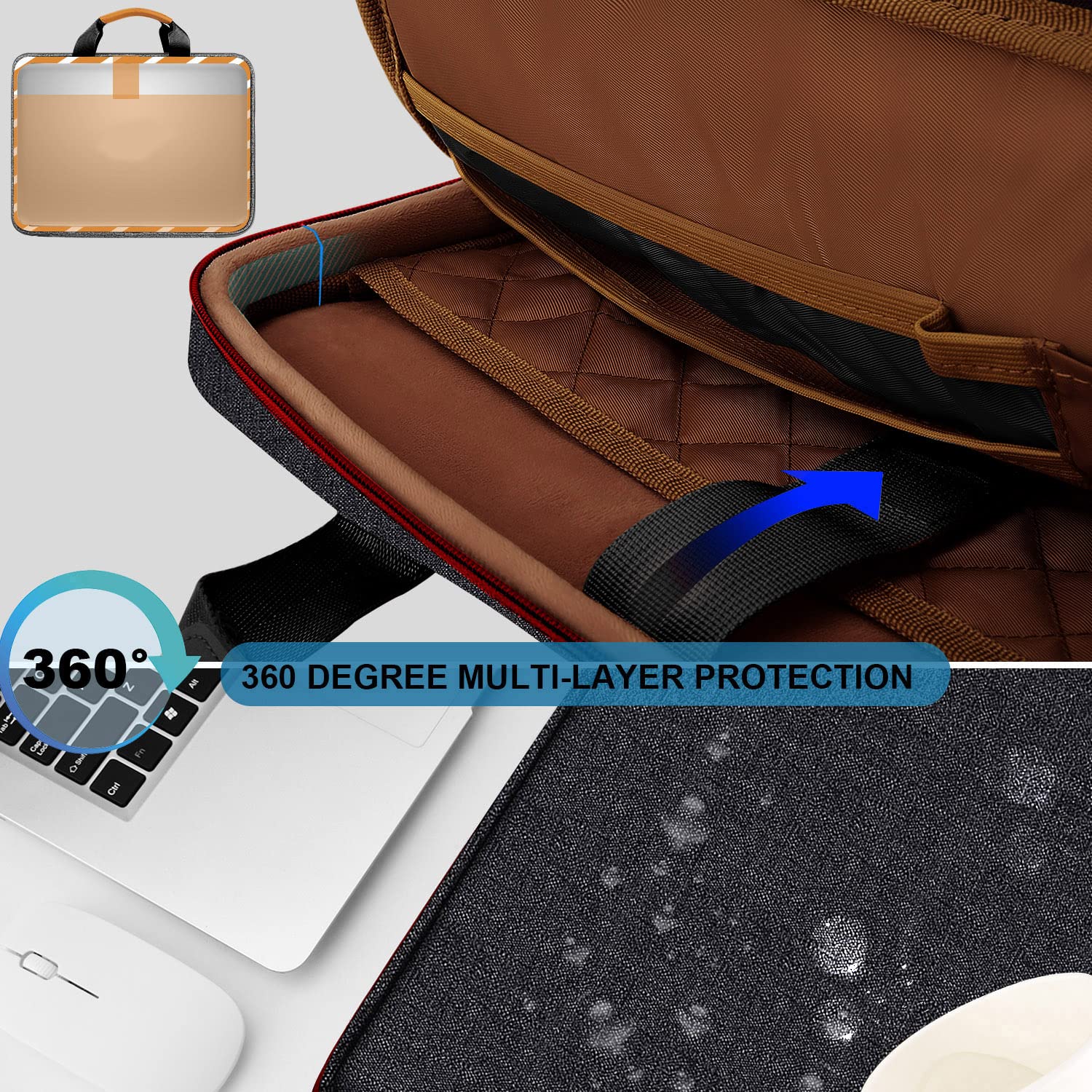 ZINZ Mince et extensible 13 14 15 16 pouces Housse pour ordinateur portable avec poignée imperméable et intérieur doux