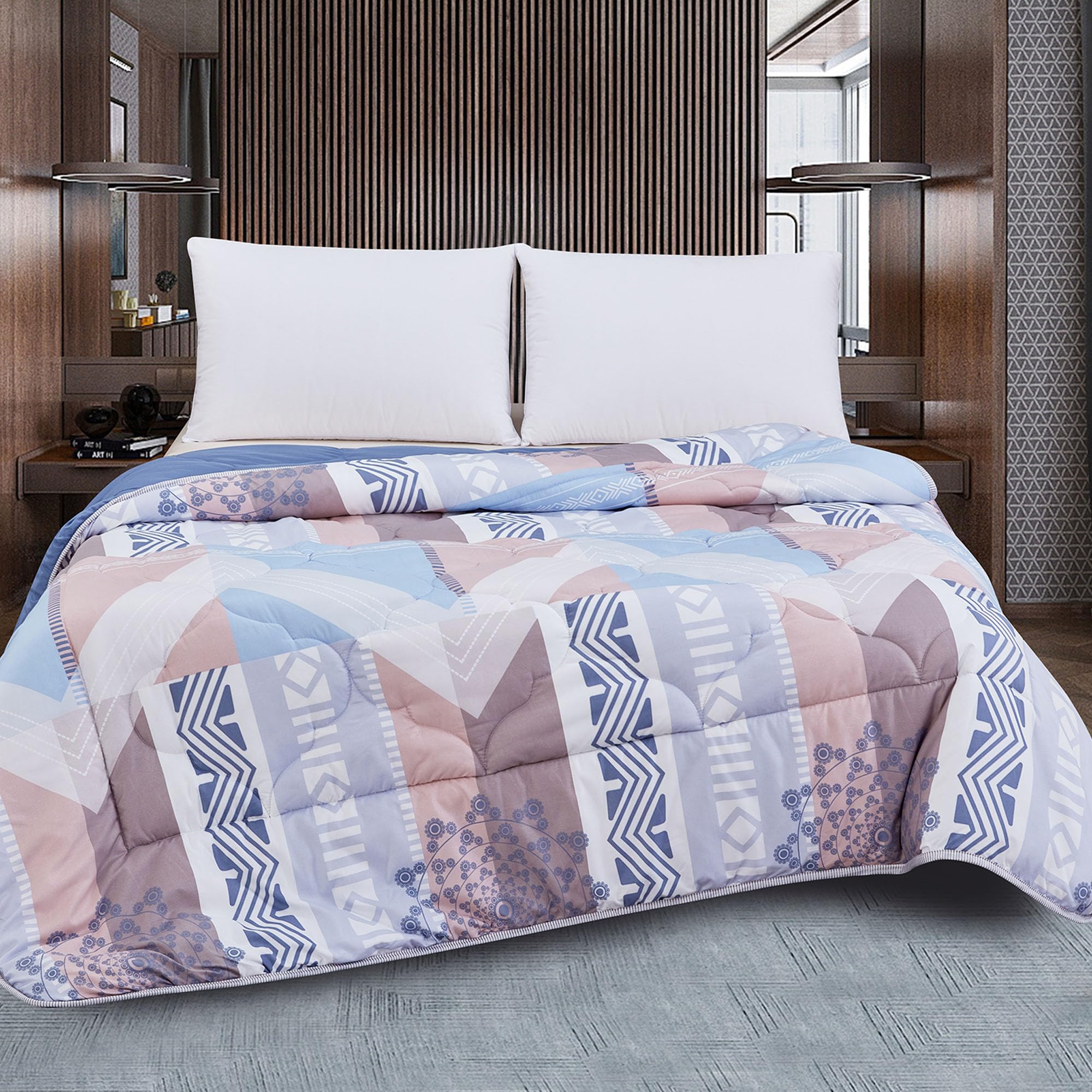 TIENDA EURASIA – Edredón Nórdico Reversible | Estampado Bicolor | 100% Relleno de Fibra Siliconada | Tacto Suave y Confortable de Microfibra 300g/m2 | Diseño Reversible (Estampado 5, Cama 150/180)