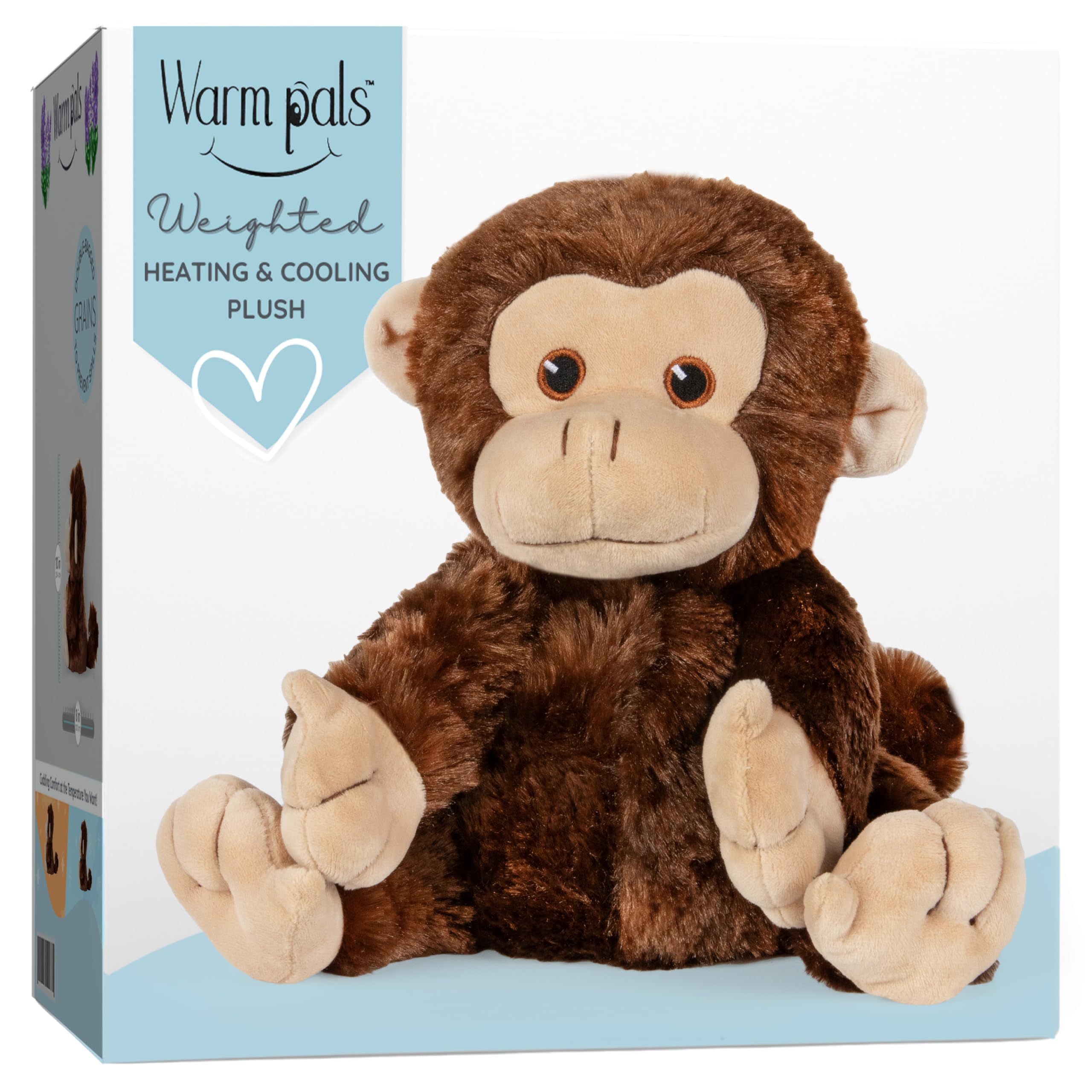 1i4 Group Warm Pals - Marvin The Monkey - Cozy Microwavable Lavender Scented Plush Toys - Heated Stuffed Animal - Heatable Coolable Bedtime Comfort Plushie
