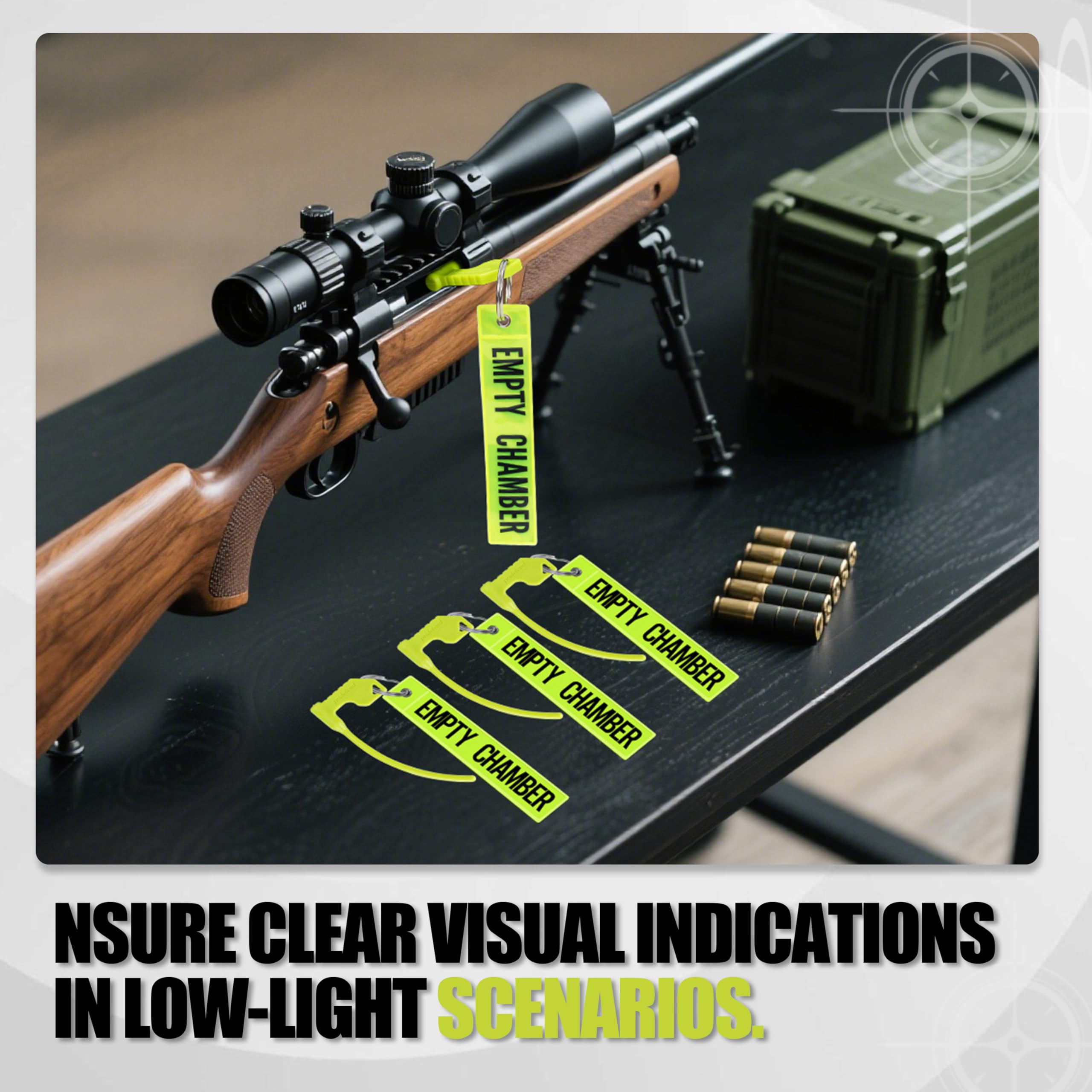 BOOSTEADY Bandierine di Sicurezza per Camera con Riflettente Brillante - Accessori Universali per Fucili, Pistole e Fucili a Canna Liscia (Confezione da 10)