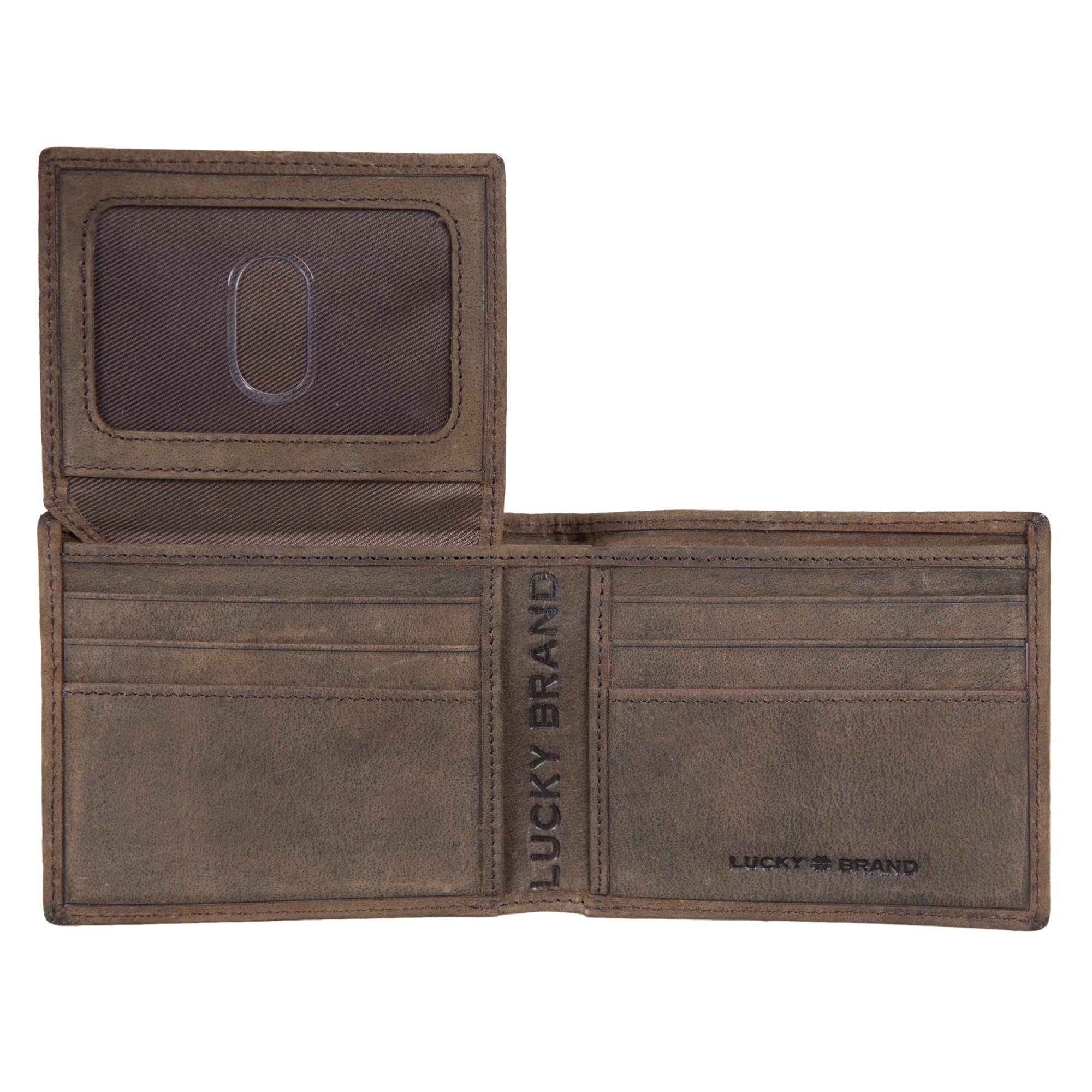 Lucky Brand Men's RFID Bifold Wallet – Genuine Leather With Embossed American Flag Design - View #13