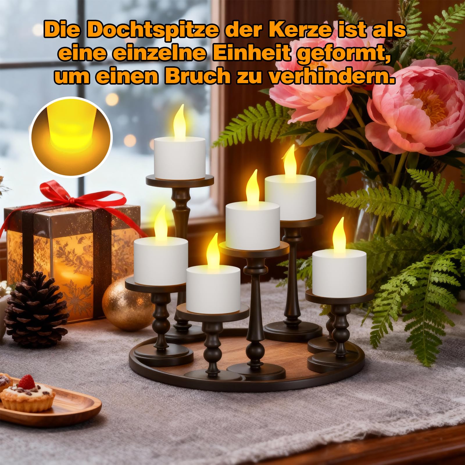 Velas de té recargables con función de temporizador y estación de carga, 12 velas LED recargables, parpadeantes, con mando a distancia, temporizador para habitaciones, salón, Halloween, Navidad