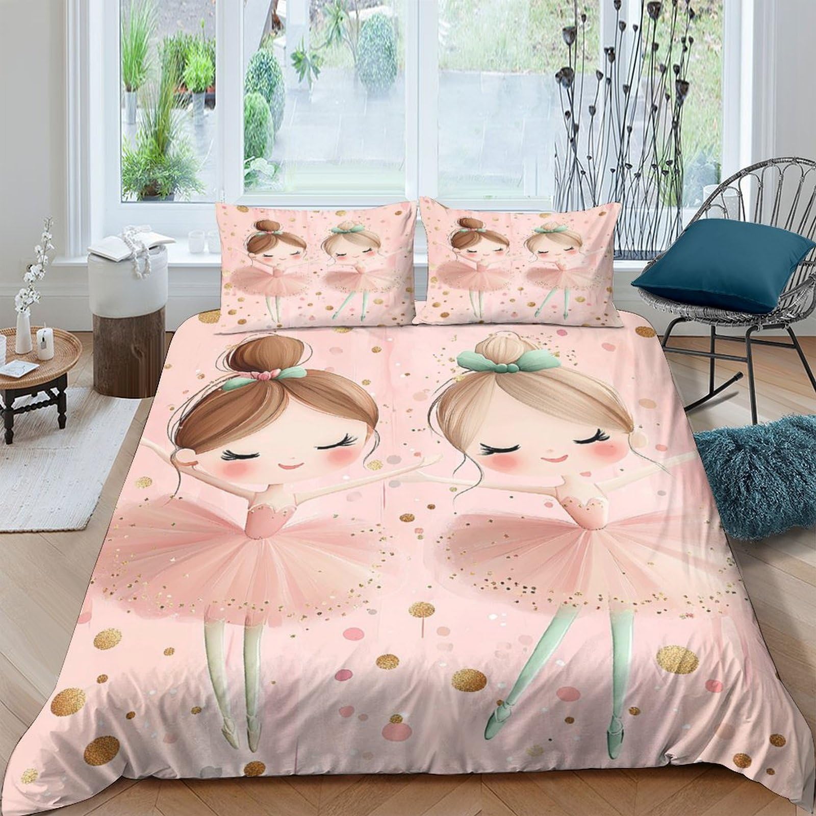 Ctjqhvkz Girls Style-9 3D Printed Ballerina Fitted Sheet Microfiber Soft Pink Cartoon Mattress Cover For Bedroom Dorm Bed Decor Single（135X200cm）