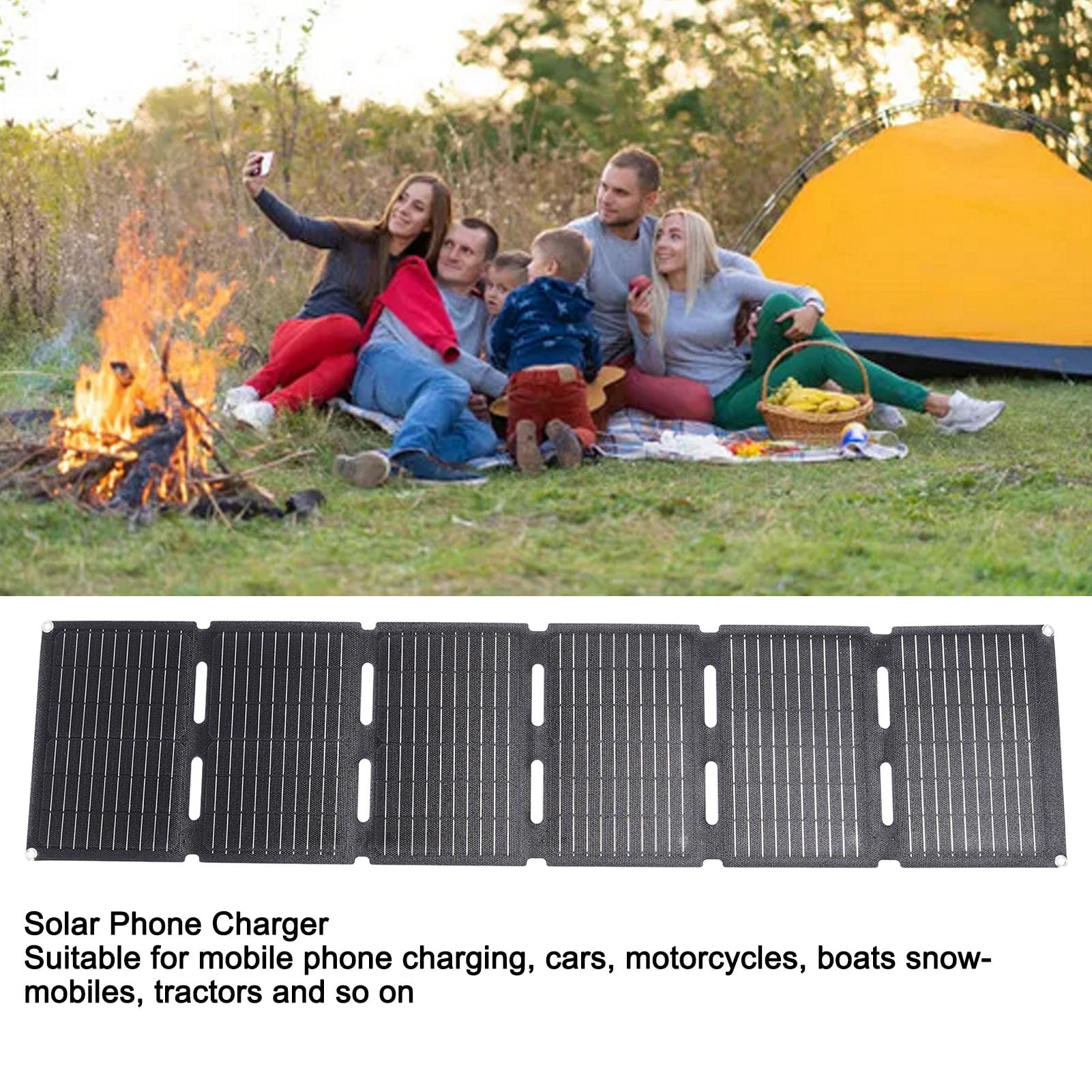 Panneau Solaire Portable 120 W, Silicium Monocristallin, Deux Ports USB, Chargeur Solaire Pliable Léger pour Extérieur, Camping, Camping-Car, Urgence