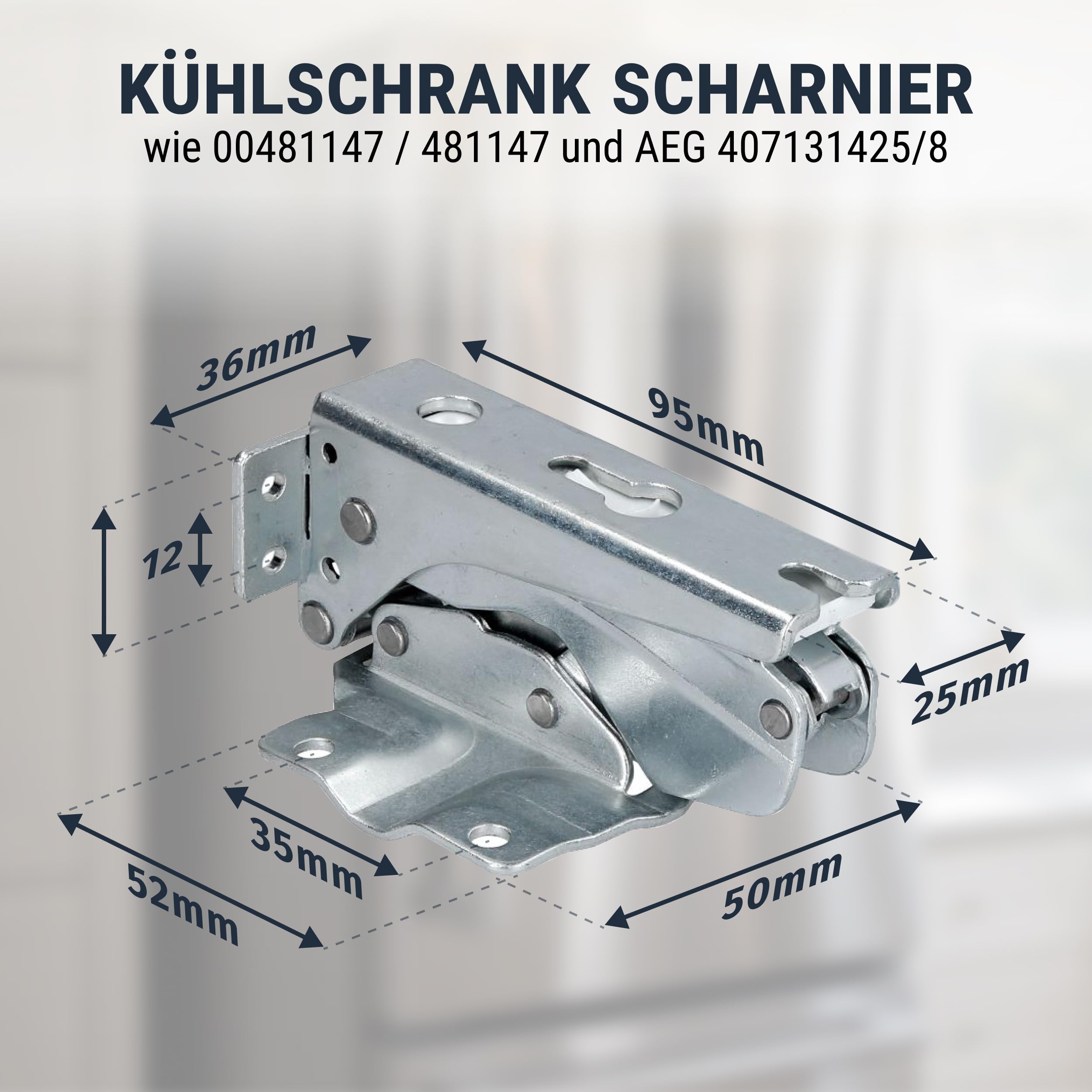 Türscharnier Set kompatibel mit Bosch Siemens 481147 Flachscharnier für Electrolux AEG 4071314258 für Kühlschrank Gefrierschrank für Miele 5546050