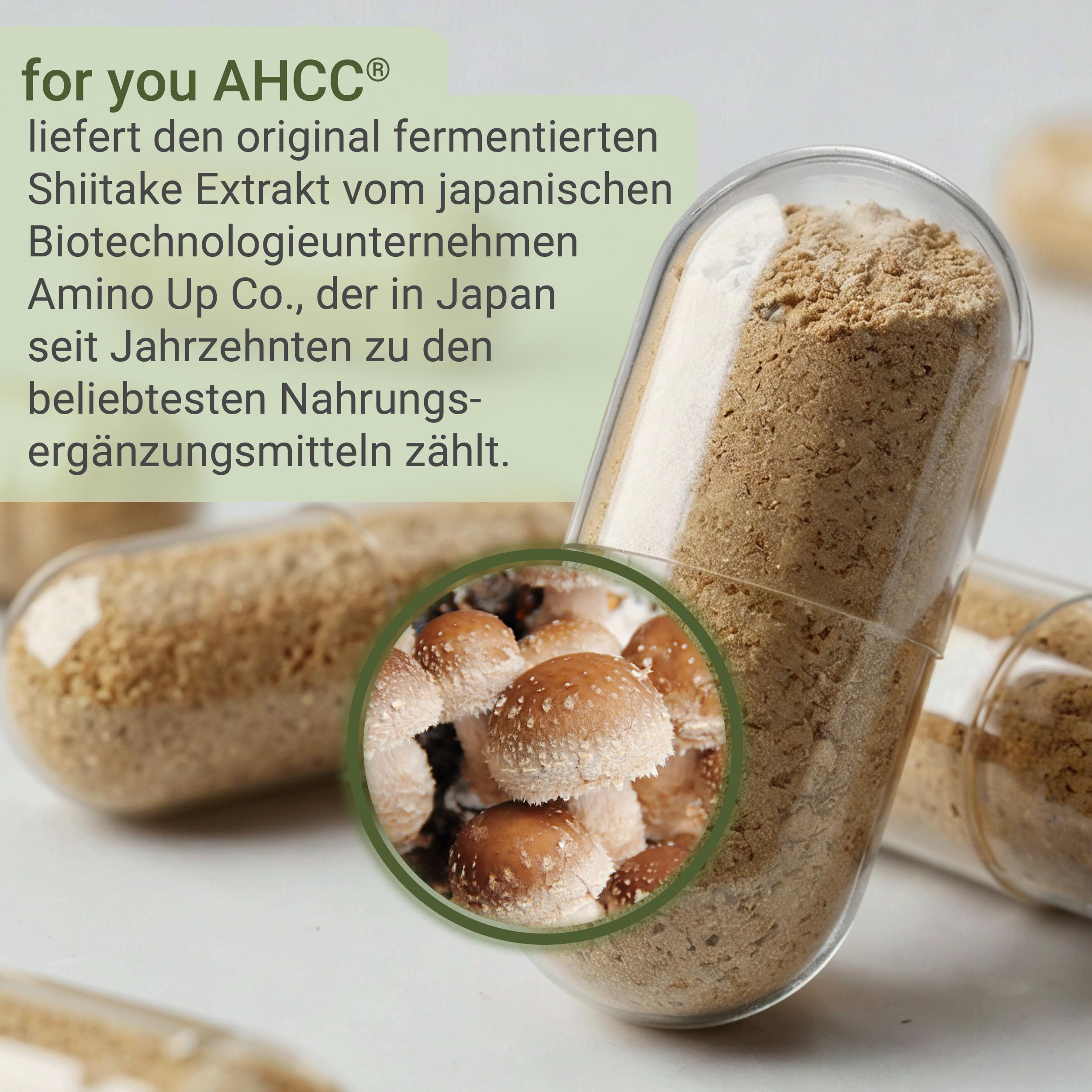 for you AHCC Kapseln 60 Stück – kultivierter Extrakt aus Shiitake Pilz mit Alpha-Glucanen | 1.000 mg pro Tagesdosis | fermentierter Pilzextrakt | Nahrungsergänzungsmittel