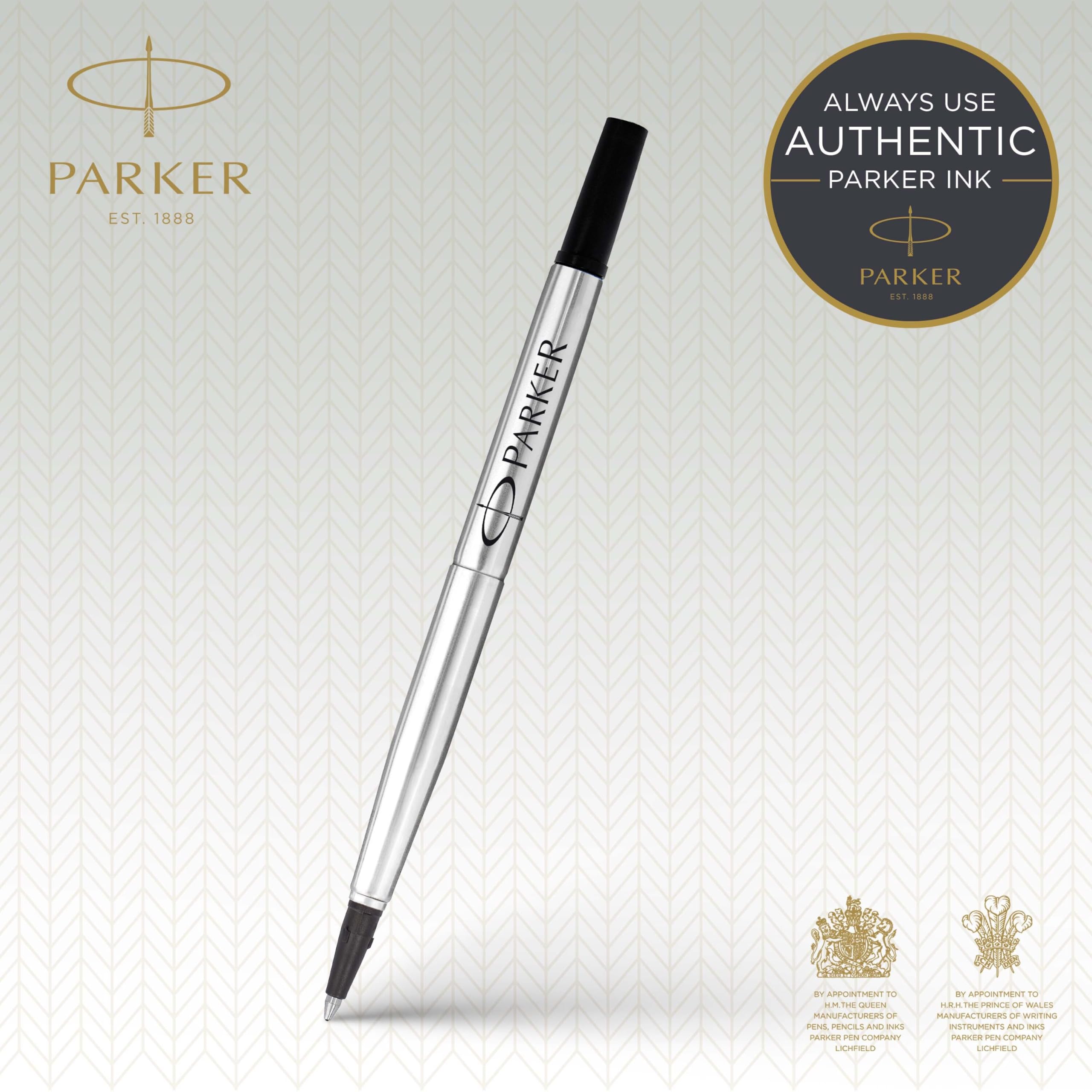 Parker Rollerball Pen Original Quink Ink Refills - 0.7mm Medium Point - Black Ink - Pack of 4 - Image 2