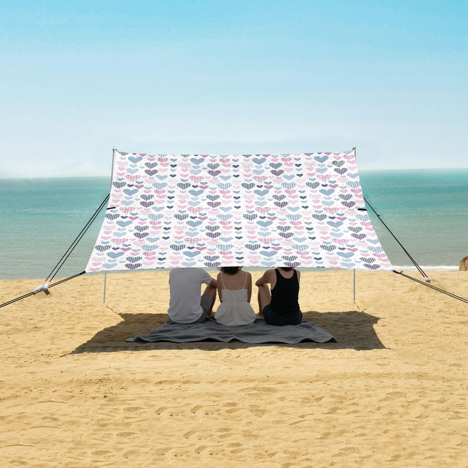 Grand pare-soleil léger UPF50 avec sac de transport pour camping, pique-nique, jardin