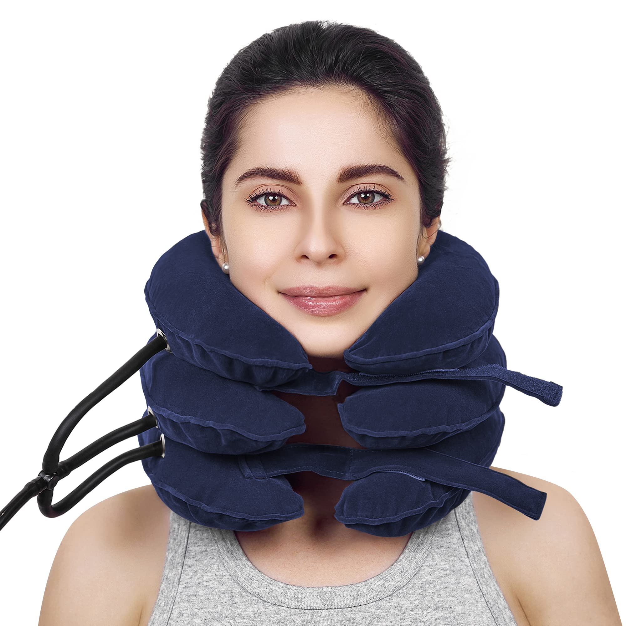 Cervical Neck Traction Device &Inflatable Adjustable Neck Stretcher Provide Neck Support Neck Traction and Neck Pain Relief, Neck Brace and Cervical Traction Device Neck Care Equipment(Blue)