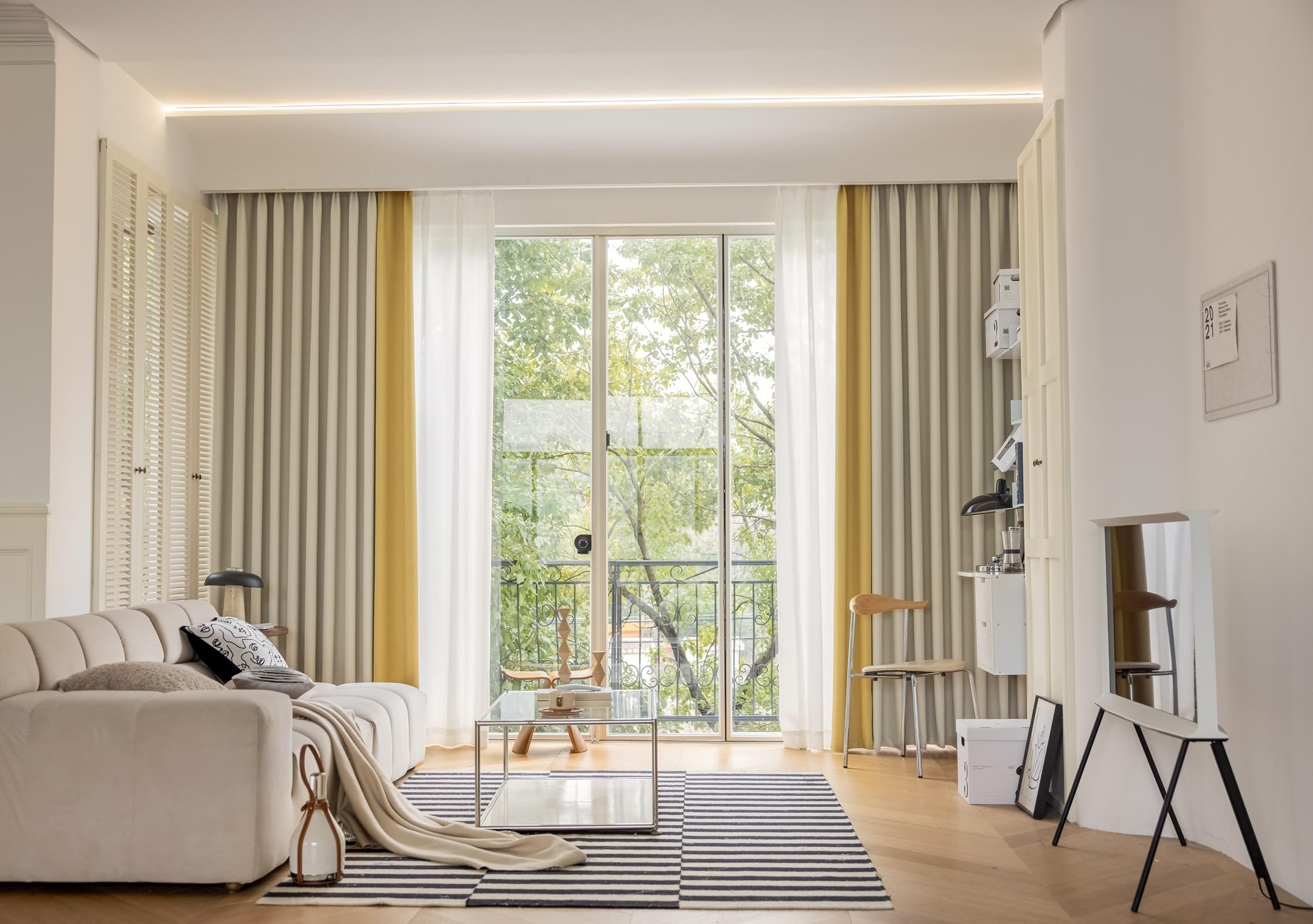 Schlafzimmer Vorhänge Creme Gelb Patchwork mit Ösen 115 cm Hoch, Einfarbig Verdunkelnd Gardine Vorhang Chenille Verdunkelungsvorhänge für Wohnzimmer, 115x96 cm(Höhe x Breite)