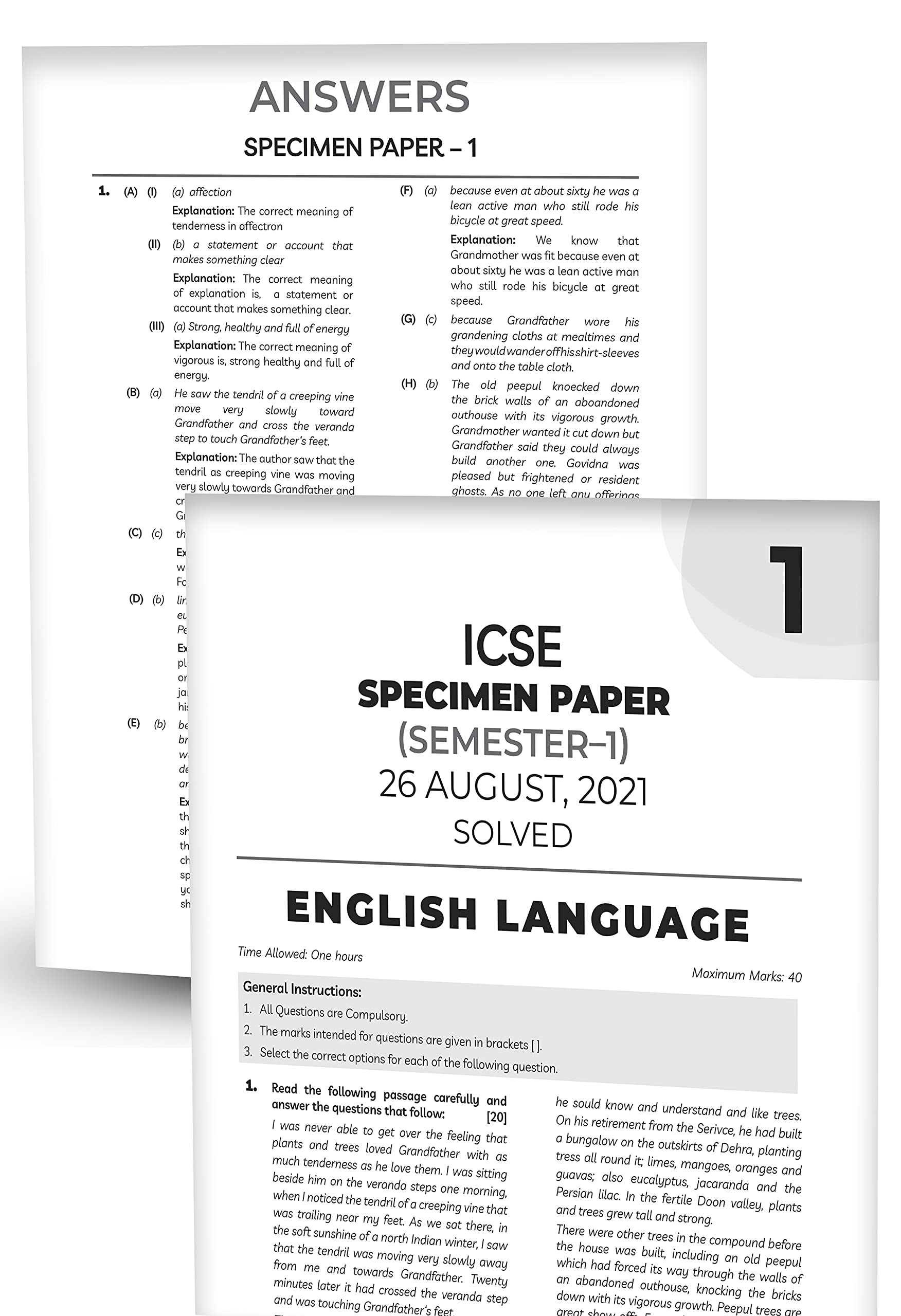 Educart ICSE Semester 1 English Paper 1 (Language) + English Paper 2 (Literature) Class 10 Sample Papers MCQ Book For 2021 Exam (Based on 26th Aug ICSE Specimen Paper) 2