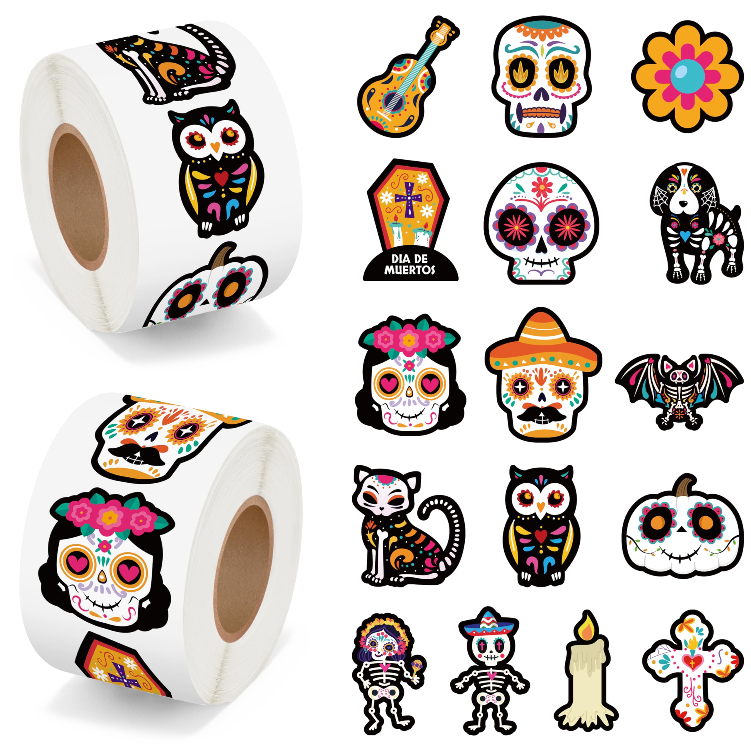 500 Count Stickers Ceiba Tree 500 Day Of Dead Stickers - Skull ...
