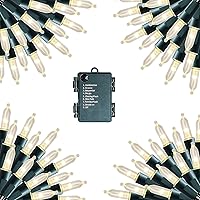 Vista 9 de Dazzle Bright 50 luces LED de Navidad que funcionan con batería, mini tira de luces impermeables de 16 pies con 8 modos para Navidad, interiores