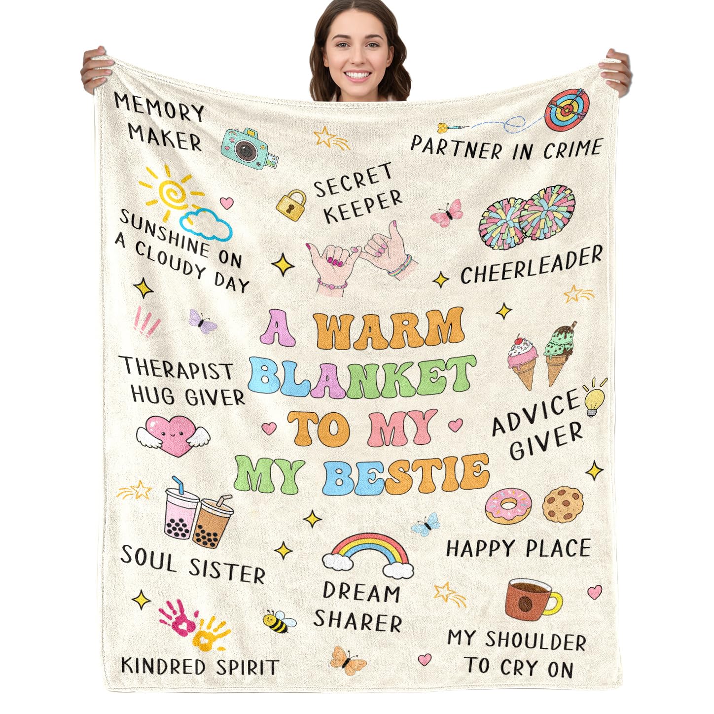 Blanket Gifts for Women, Bestie Theme Gifts for Women, Flannel Blanket for Friends Family on Birthday, New Year 50×60 IN