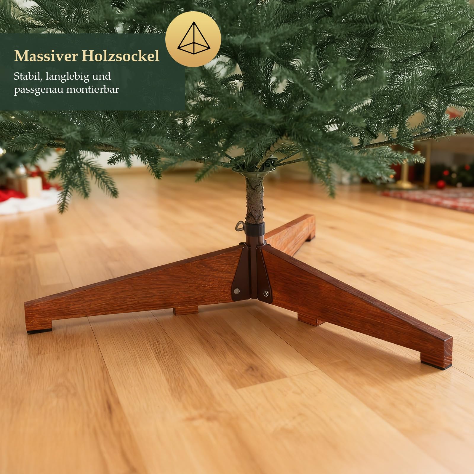 SALCAR Premium Künstlicher Weihnachtsbaum 180 cm – 100 % PE-Spritzguss, realistischer Stamm, schwer entflammbar, Stabiler Massivholzständer, inkl. Aufbewahrungstasche