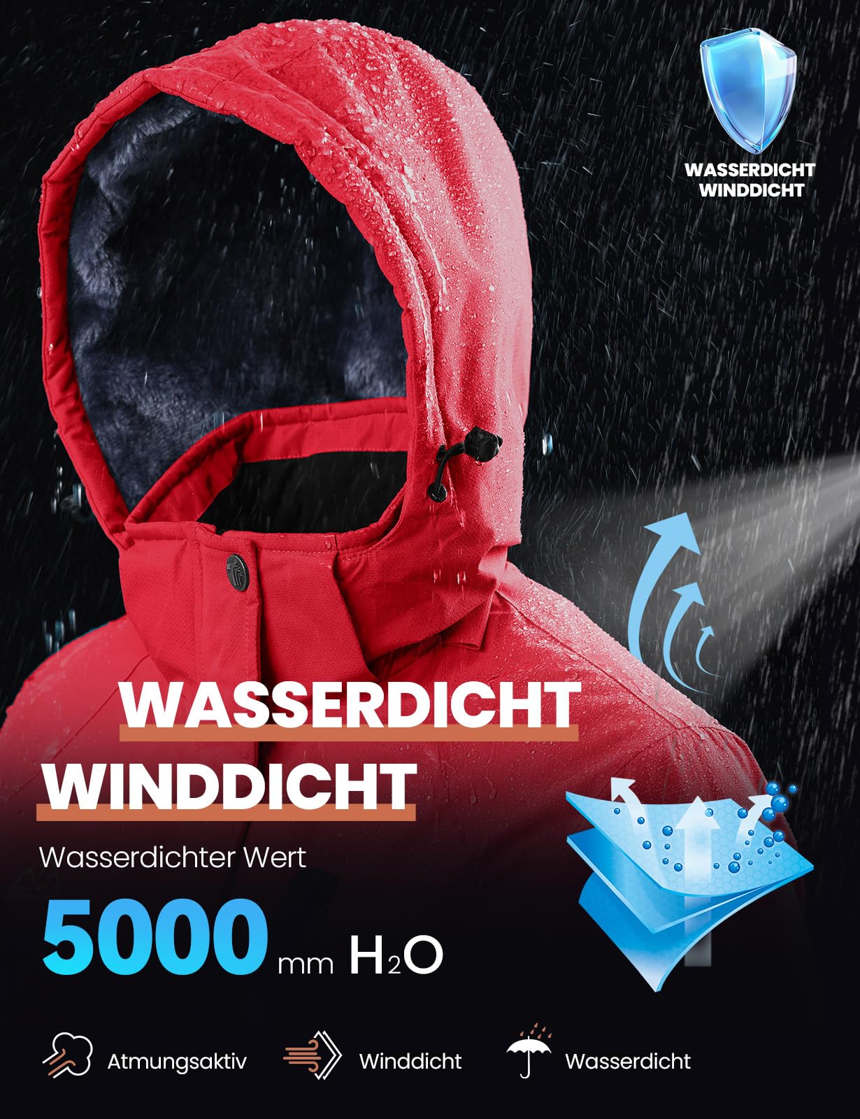 YSENTO Veste d'hiver imperméable pour femme - Veste softshell - Doublure chaude - Coupe-vent - Veste de snowboard d'extérieur