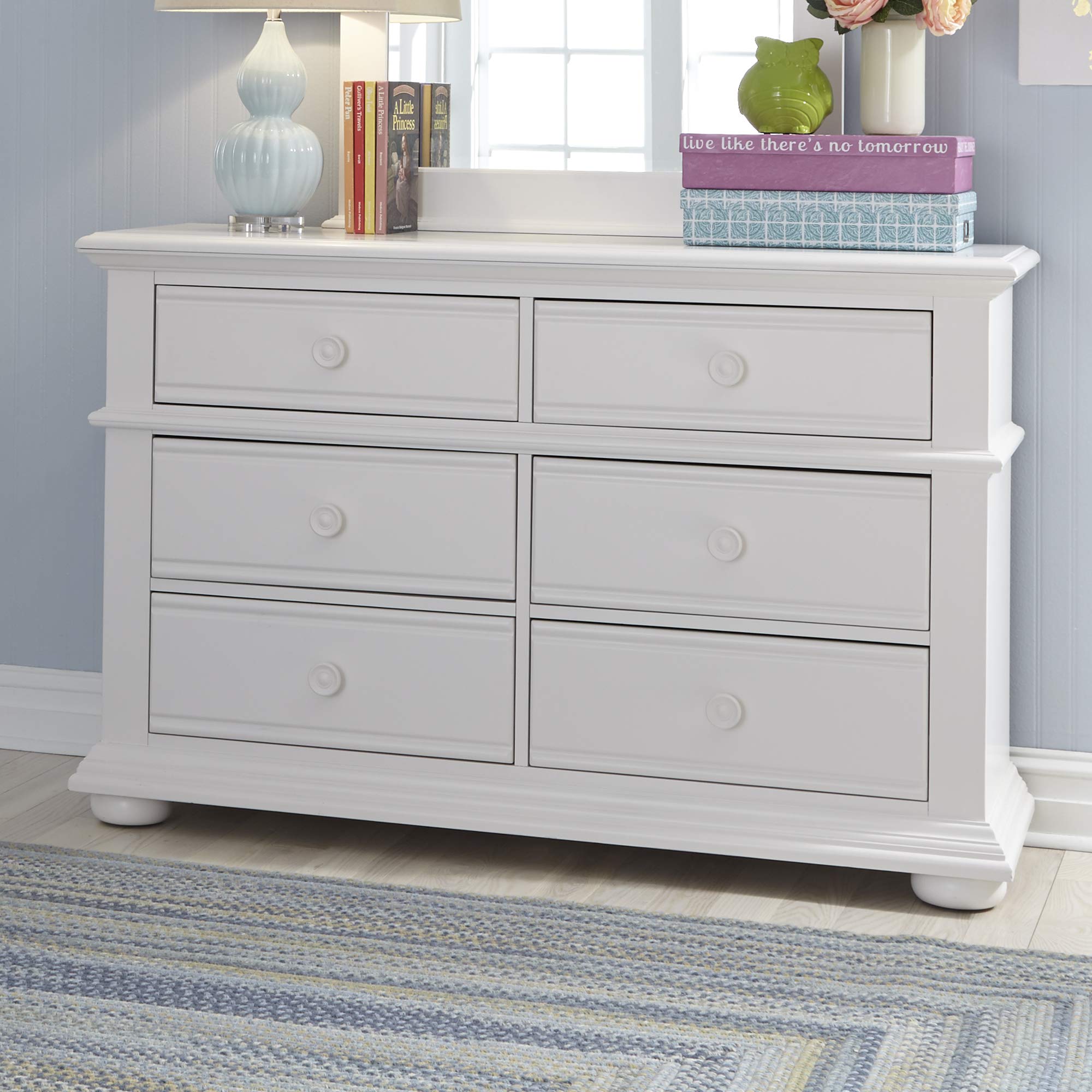 Liberty Furniture Industries Summer House 6 Drawer Dresser, W54 x D18 x H35, White