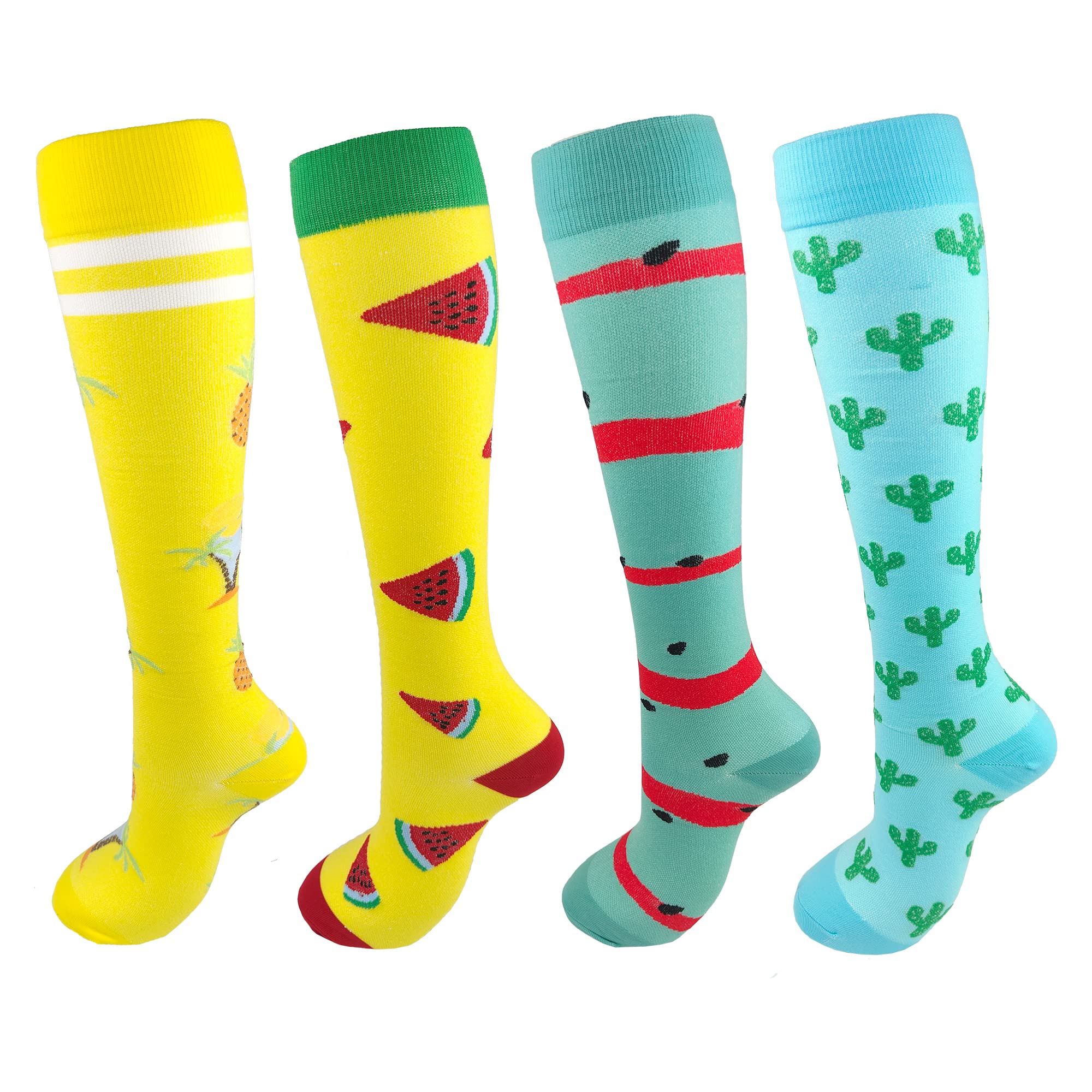 Compression Socks for Women & Men Circulation (4 pairs) 20-30mmHg - Best for Running Athletic Cycling