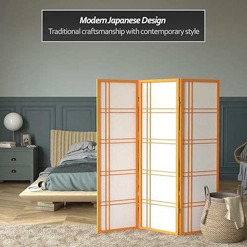 Miniatura 2 de Muebles orientales de 15 mts Pantalla Shoji de doble cruz alta - miel - 3 paneles Madera Honey
