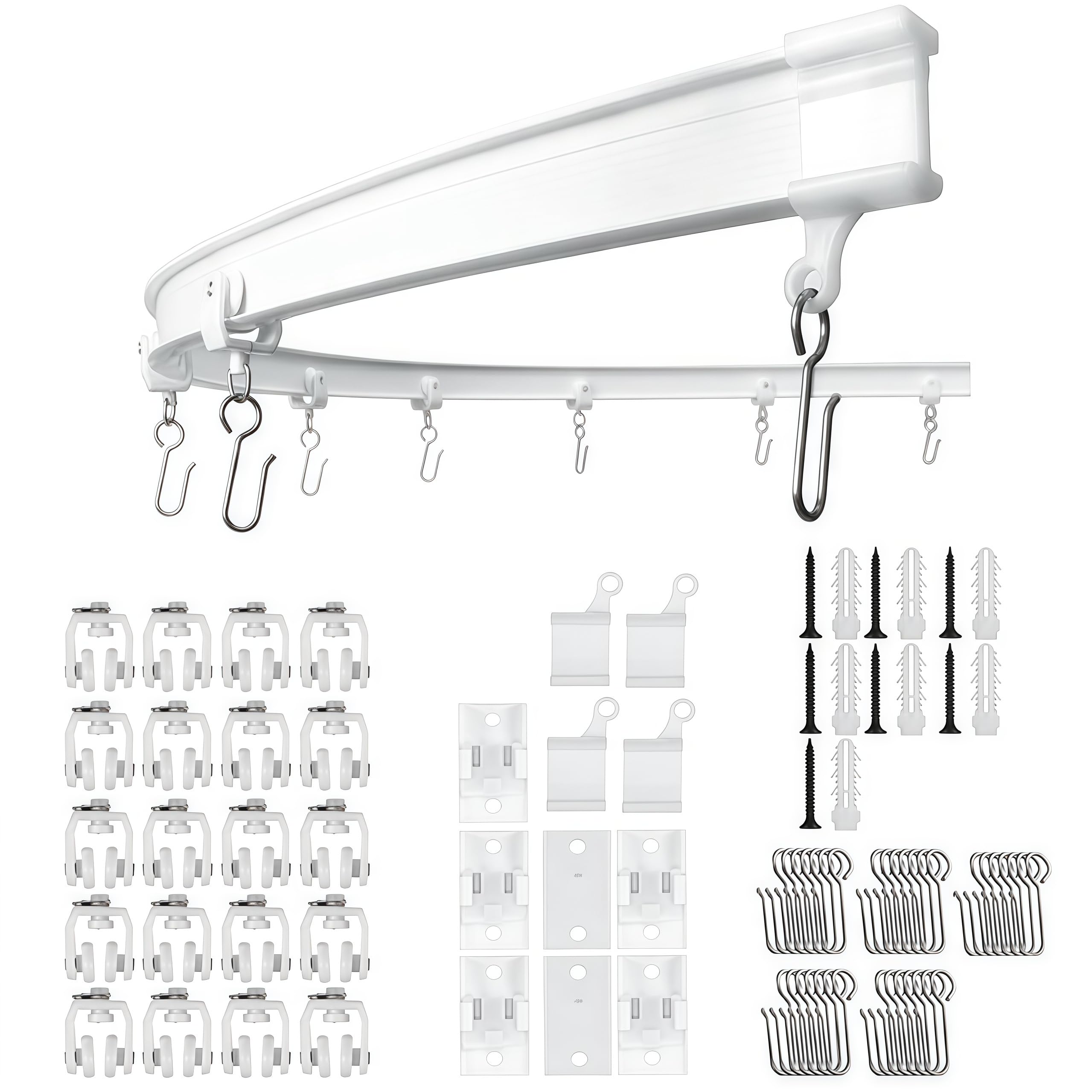Ceiling Mounted Curtain Track Flexible Bendable Silent Suitable For Curved Ceilings Room Partitions Bay Windows(4-meter Track)