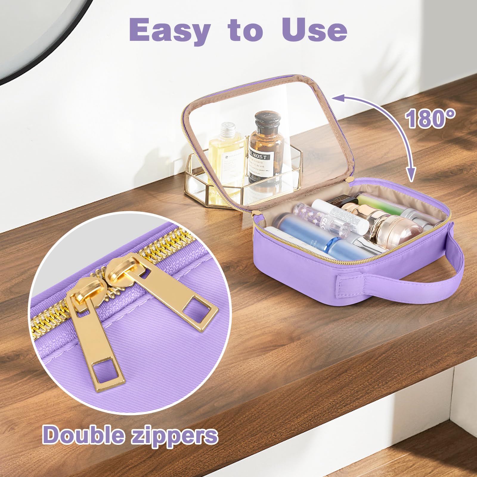 Wedama Neceser aprobado por la TSA, paquete de 3 bolsas de maquillaje transparentes con asas, bolsas de cosméticos transparentes de PVC de tamaño de cuarto de galón para mujeres y hombres, bolsa de