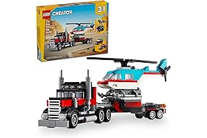 Creator 3 in 1 Flatbed Truck Helicopter Combo: 3 Building Options for 7+ Boys