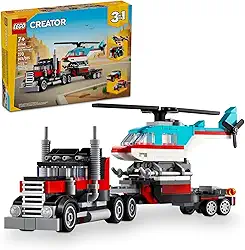 LEGO® Creator 3 em 1 – Caminhão Plataforma com Helicóptero Jogo de Carro Hot Rod 31146