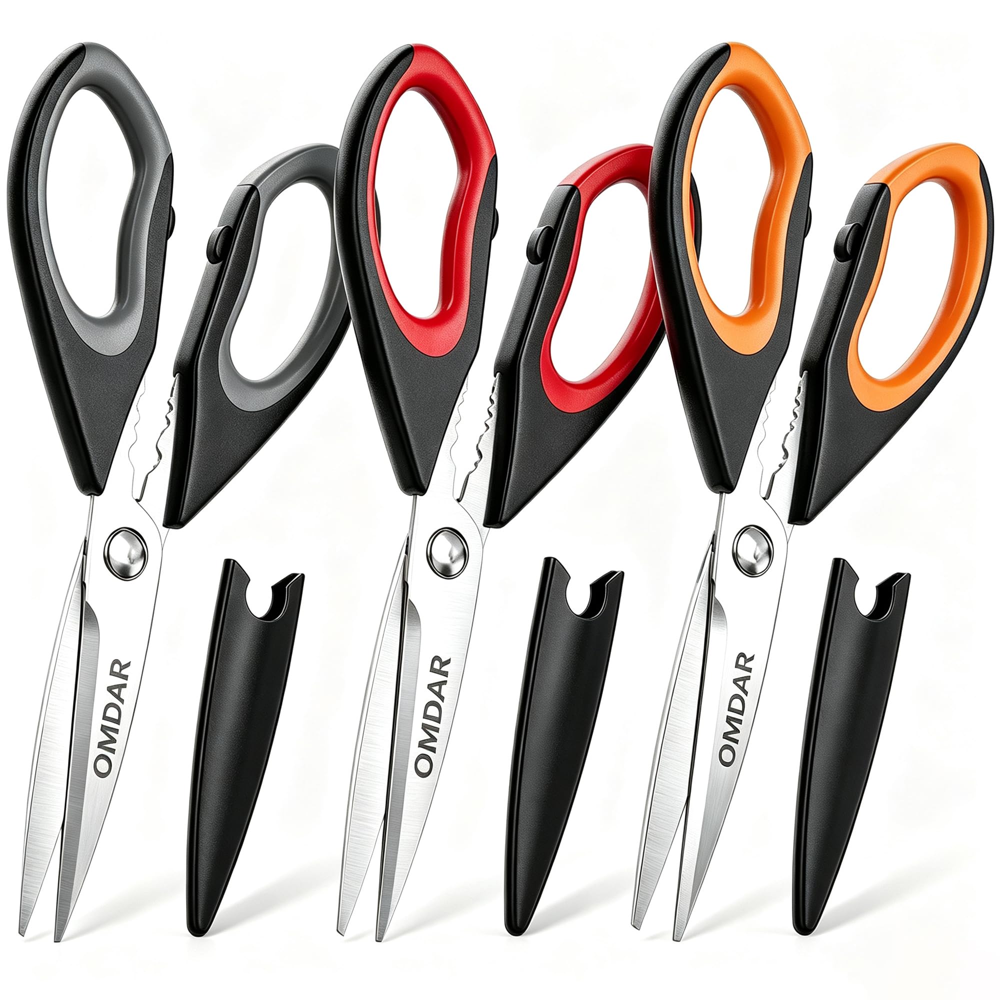 OMDAR 3-Pack 9.5" Kitchen Scissors All Purpose Heavy Duty Shears