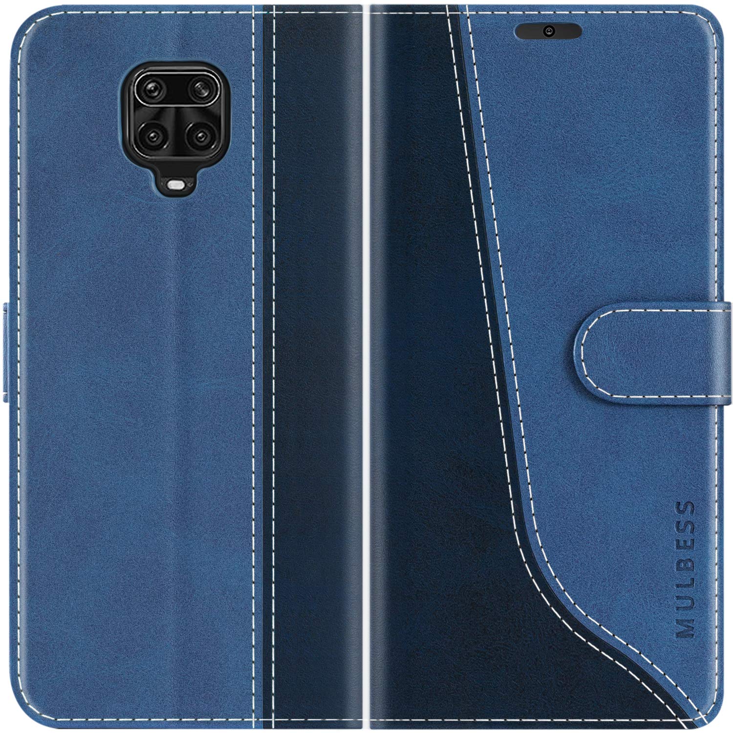 Mulbess Cover per iPhone 13 Mini, Custodia Sintetica in Pelle, Tasca Slot Carta, Supporto Stand, Magnetica Chiusura Case, Elegante Diamante Blu