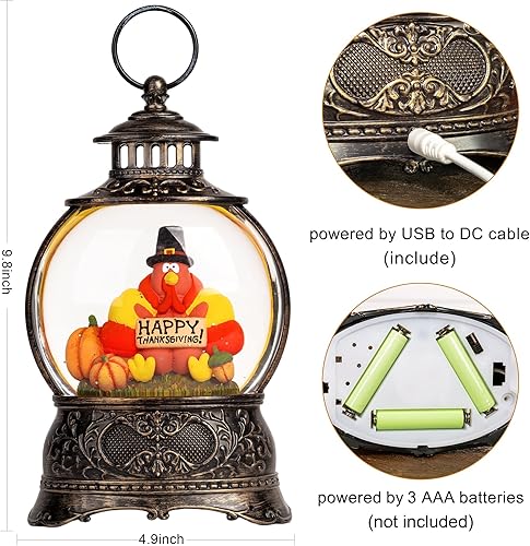 Miniatura 91 de Linterna de agua con globos de nieve de Navidad con cardenal, música y temporizador de 6 horas, con forro USB/funciona con pilas, faroles iluminados