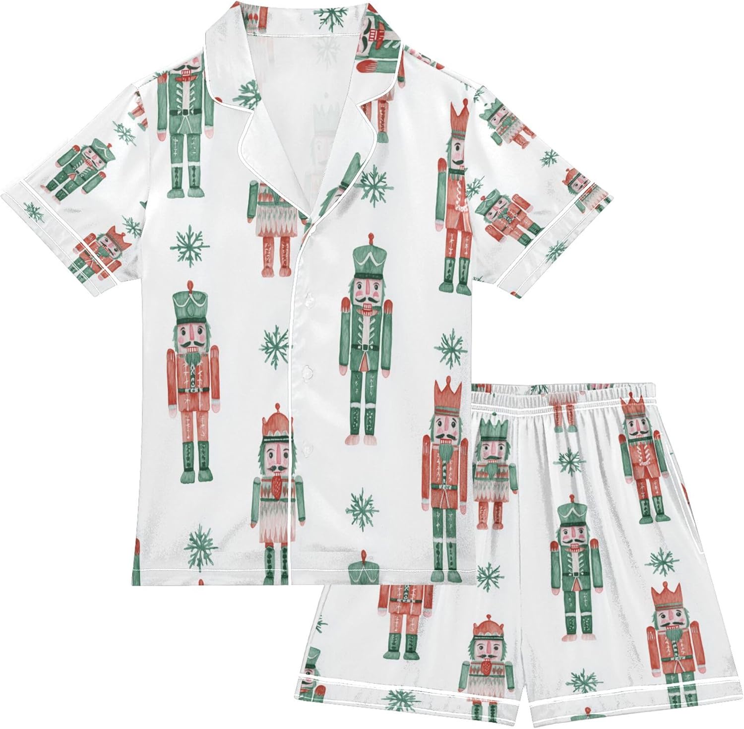 Silk Pajama Sets Short Sleeve Pajamas Soft Sleepwear 2 Piece Pjs Set