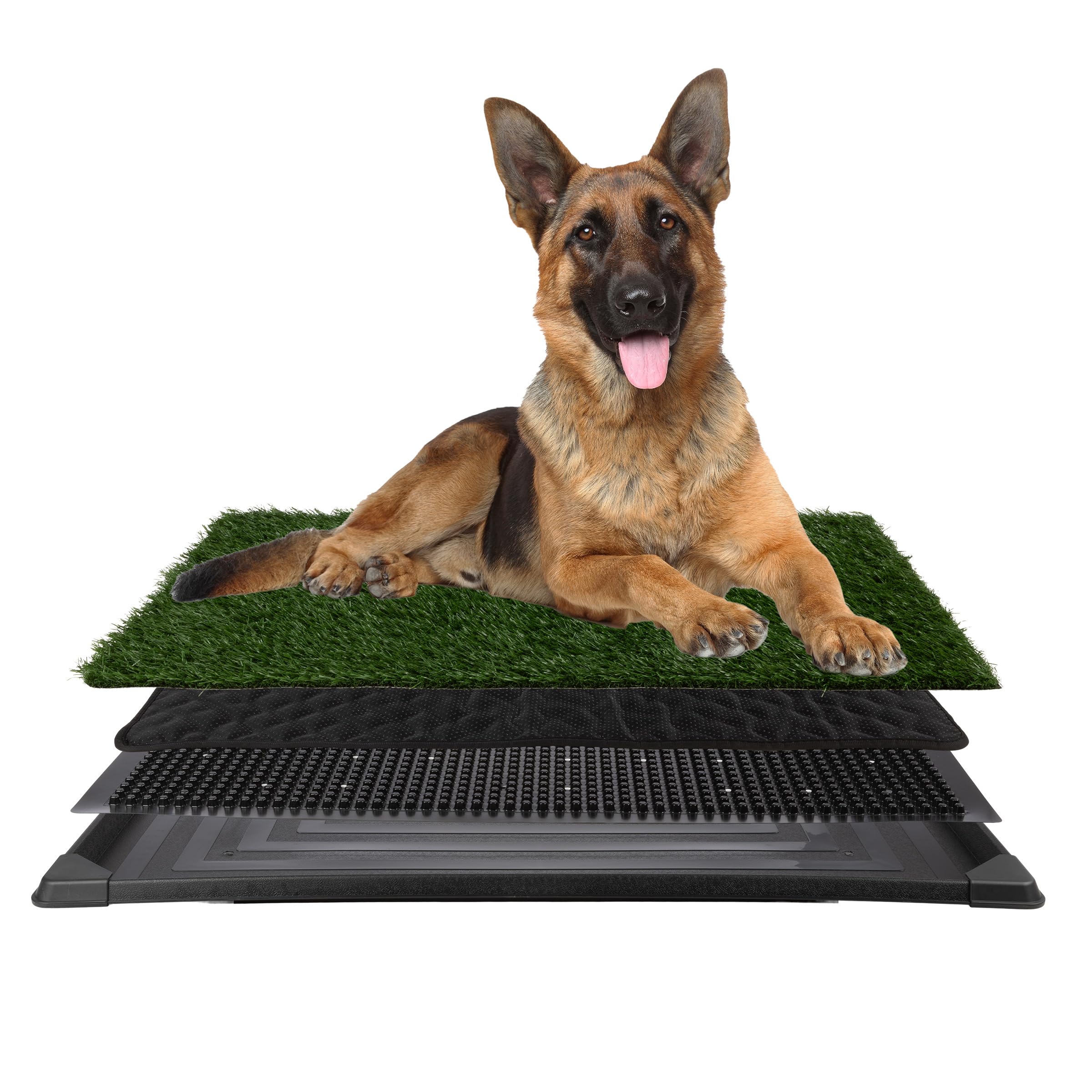 PETMAKER - Dog Grass Mat with Tray - 35.5" x 23.5" Reusable Dog Pee Pads - Artificial Grass Mat for Indoor Outdoor