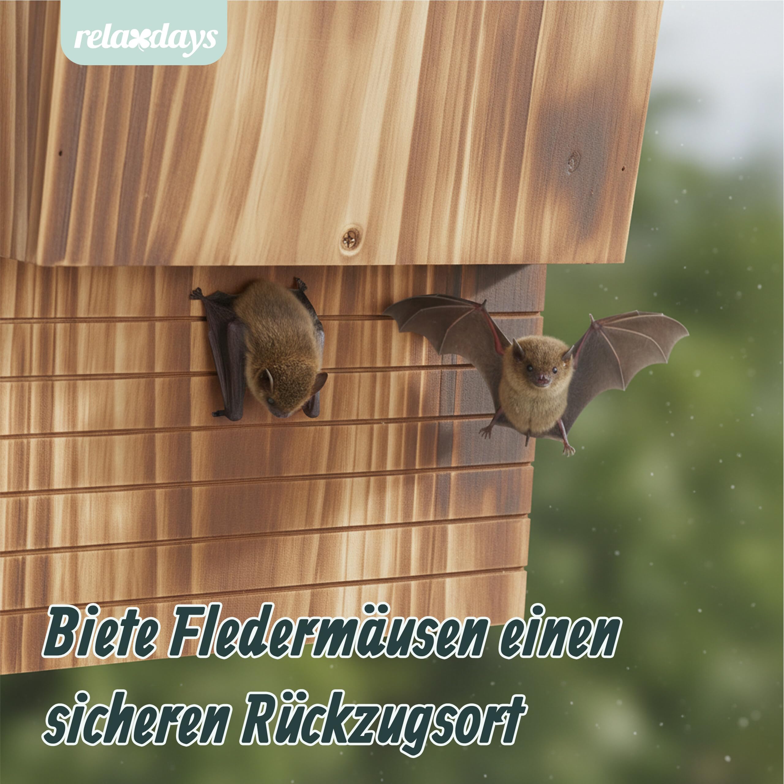 Relaxdays Fledermauskasten 4 Unterschlüpfe HBT 34 x 22,5 x 12,5 cm geflammt Fledermaushotel Natur
