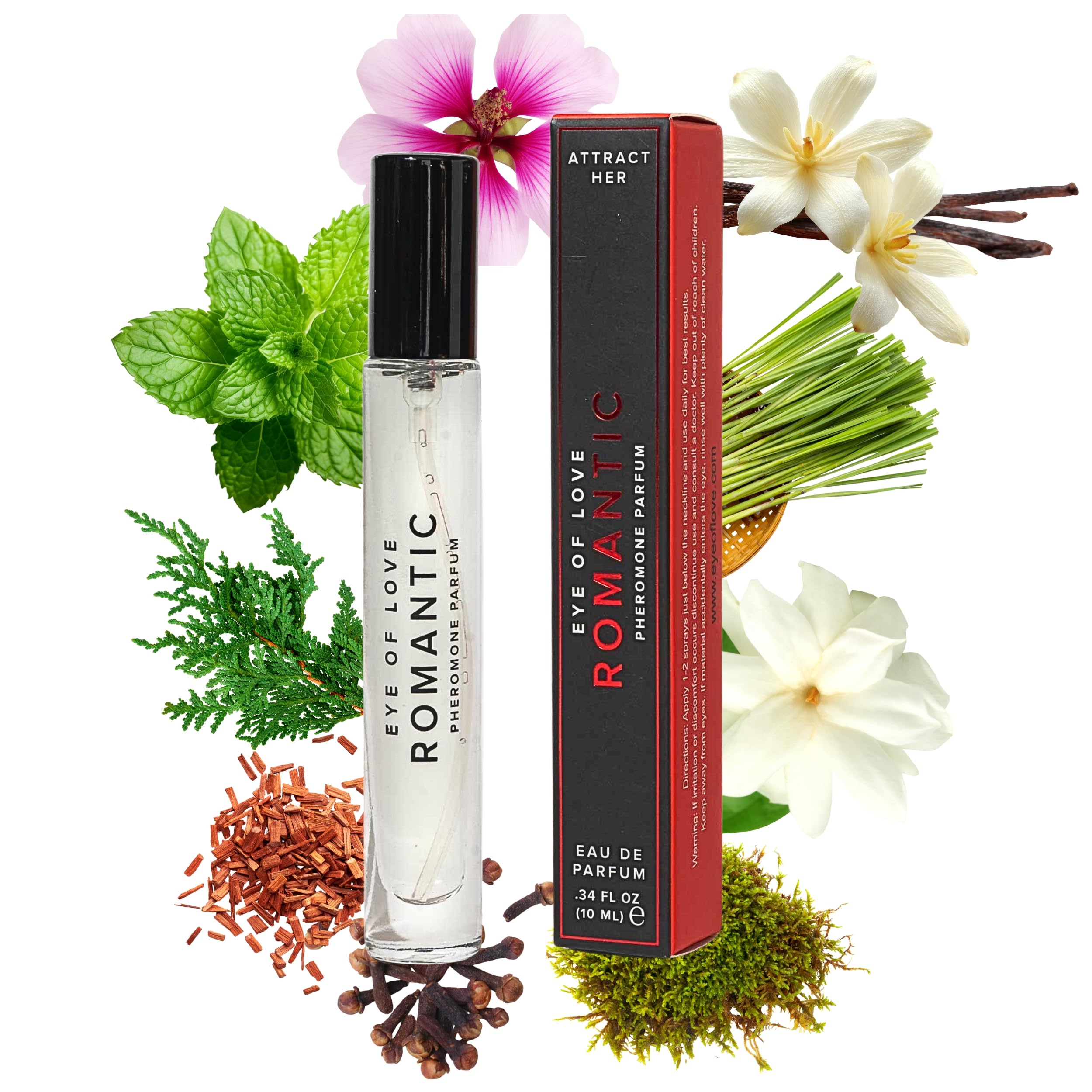 Romantic By Eye of Love Best Pheromone Cologne Parfum Spray to Attract Women, Highest Concentration, Travel size.33 fl. oz. (10 ml)