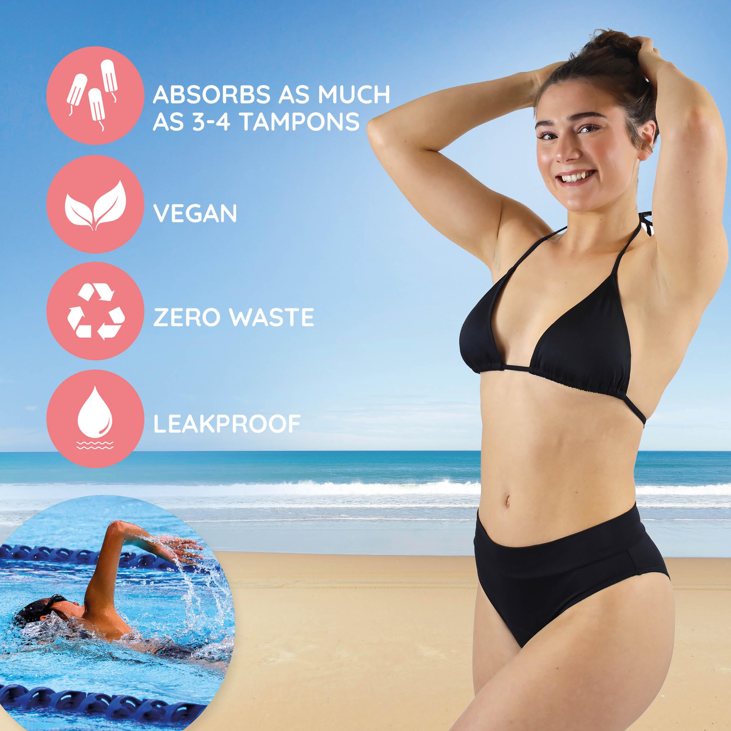 MYLILY Bas de Maillot de Bain Menstruel 1 Pièce Femmes Anti-Fuite Oeko-TEX