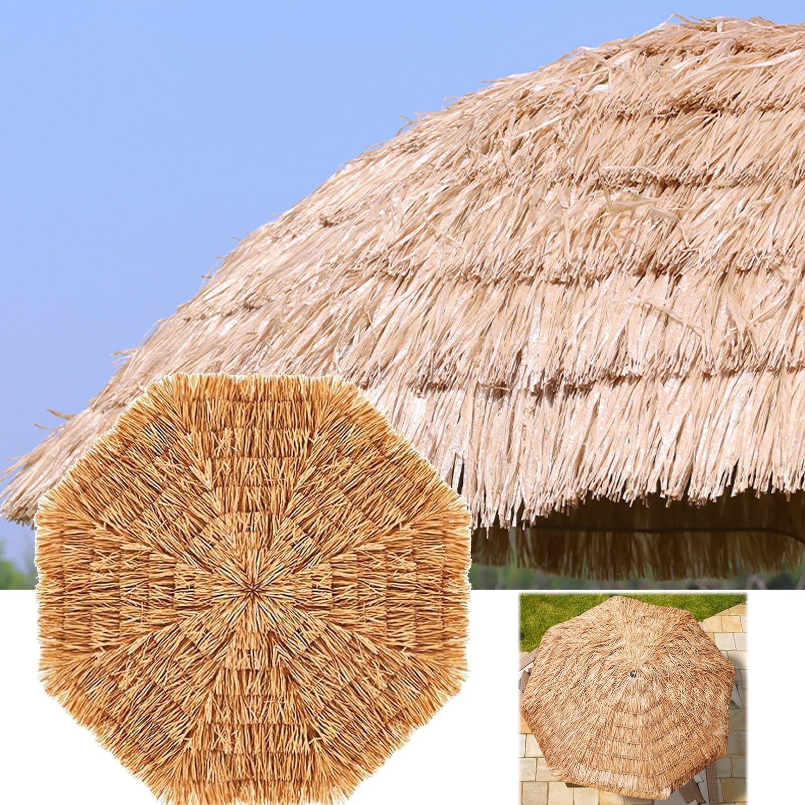 Parasol plażowy strzecha baldachim, ochrona przed promieniowaniem UV, przenośny, składany, regulowana wysokość, na patio do ogrodu