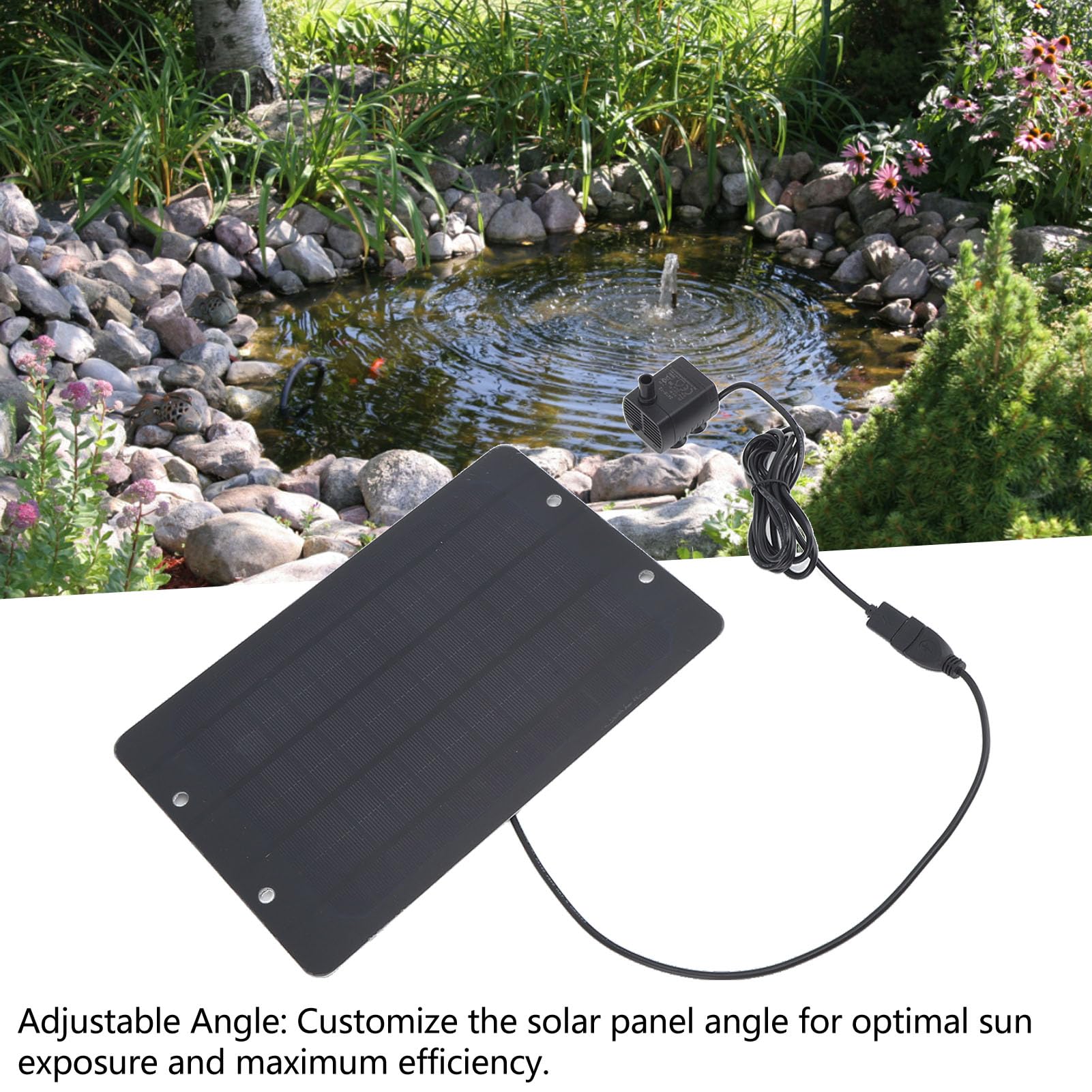 Solarbrunnen, Hocheffizienter Solarpanel-Vogelbadbrunnen mit Wasserpumpe, USB-Schnittstelle, Vielseitiger Solarwasserbrunnen für den Terrassengarten