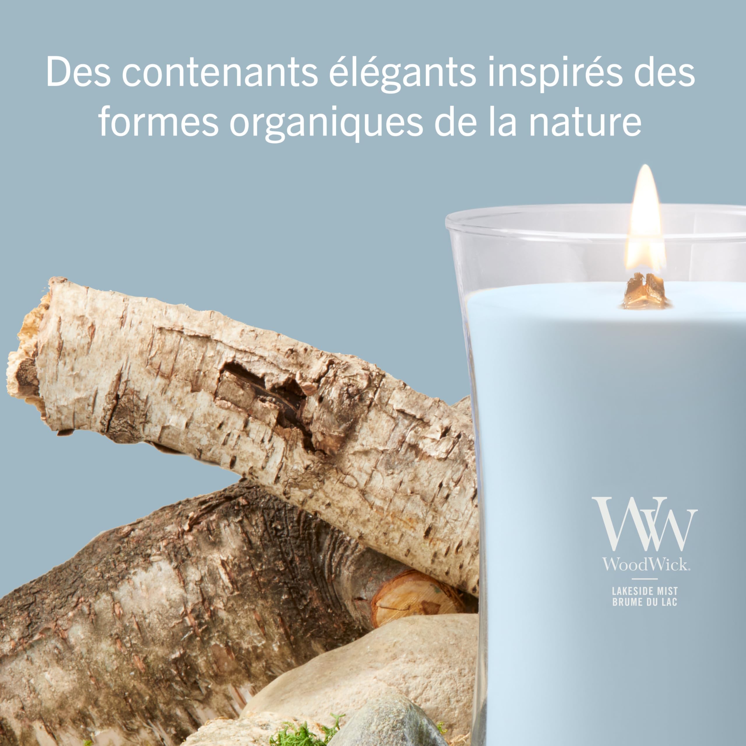 WoodWick Bougie parfumée | Grande bougie sablier | Brume du lac | Cadeaux parfaits pour femmes