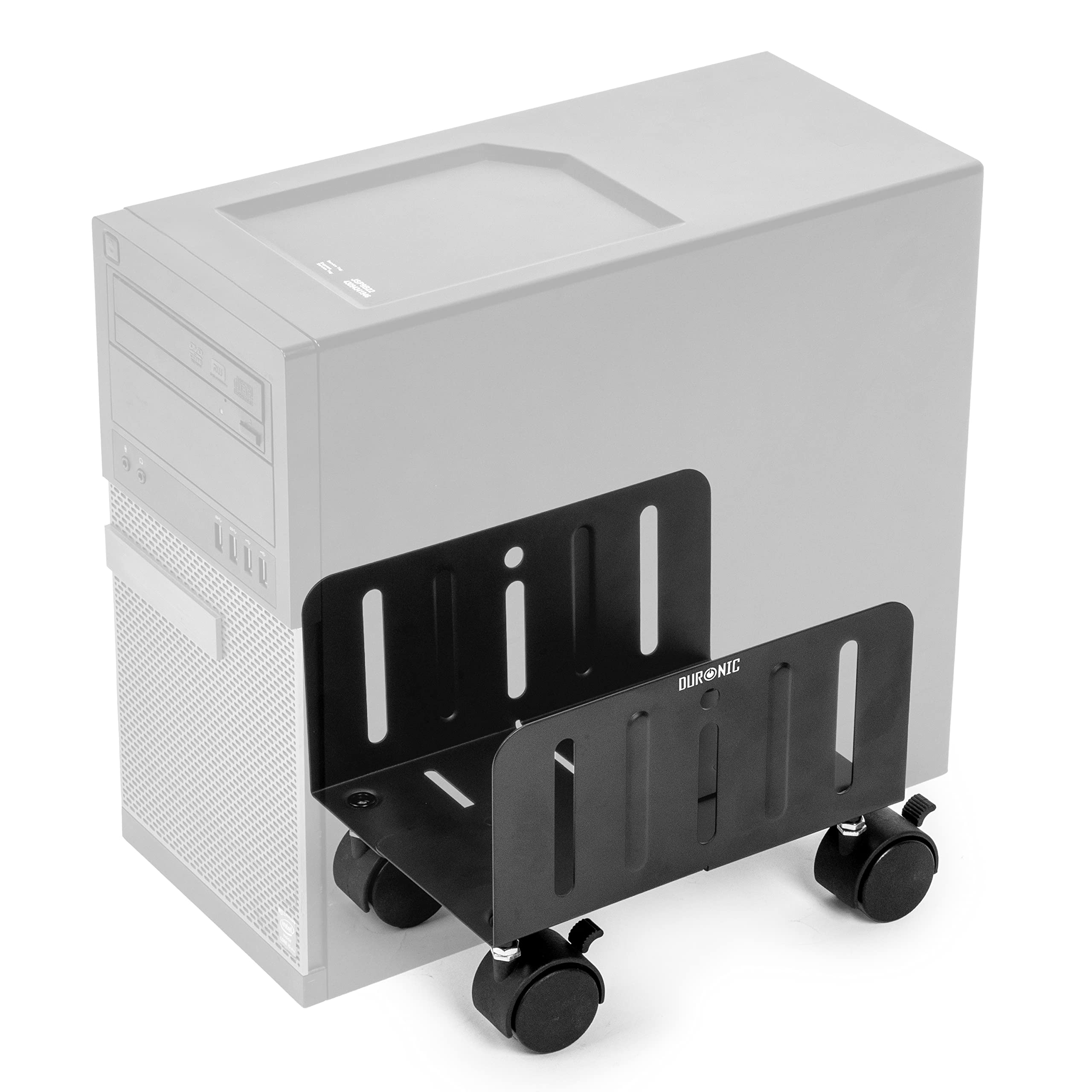 Duronic DMHD2 carrello per computer | Supporto per CPU con 4 rotelle | Regolabile | Compatibilità universale | Sostegno per torre sotto la scrivania | Rotelle bloccabili