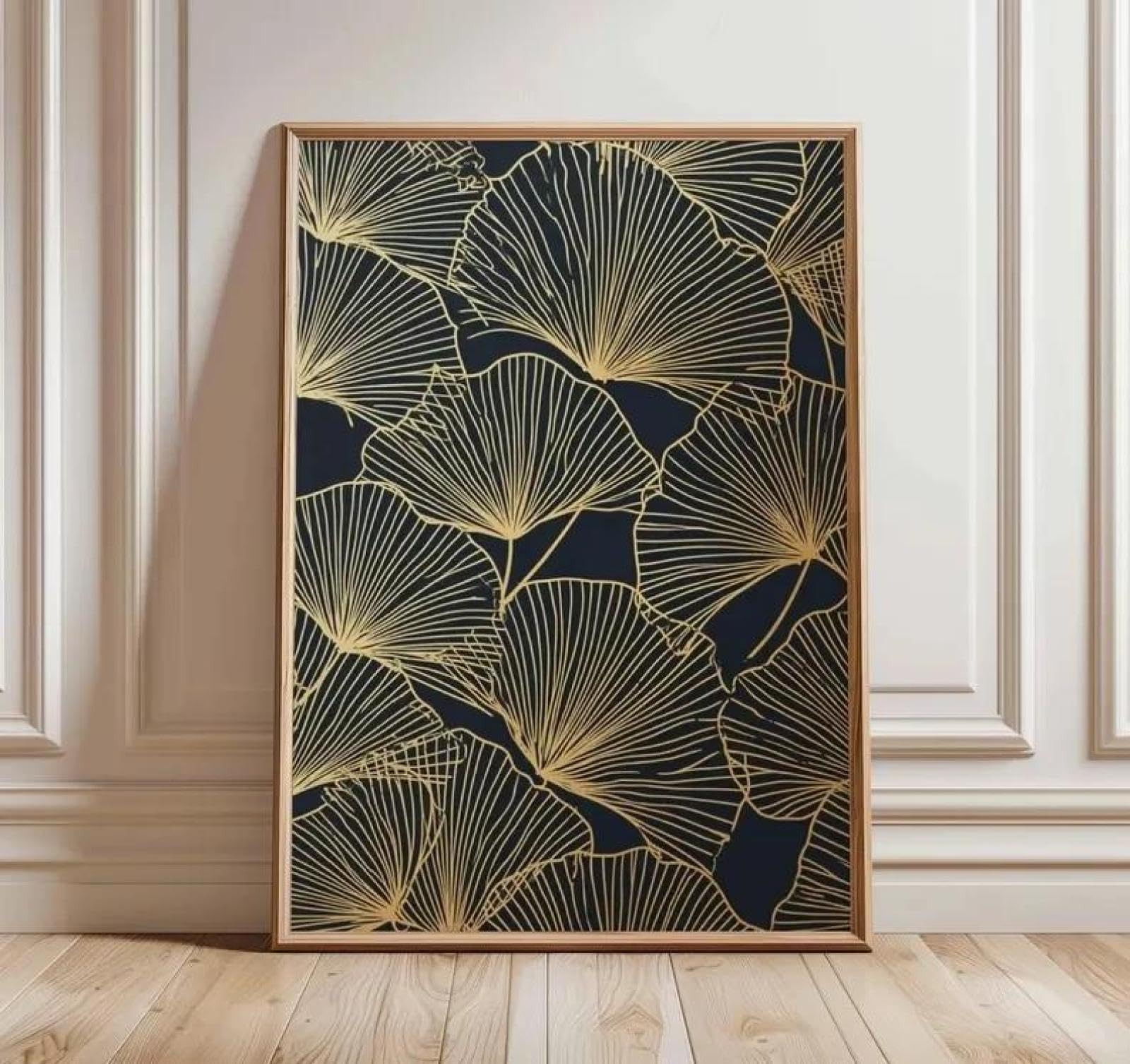 Baibexing Abstract Gold Ginkgo Leaf Wall Art Poster Print Canvas Painting Picture For Living Room,Bedroom Home Decor 50X70Cm Unframed