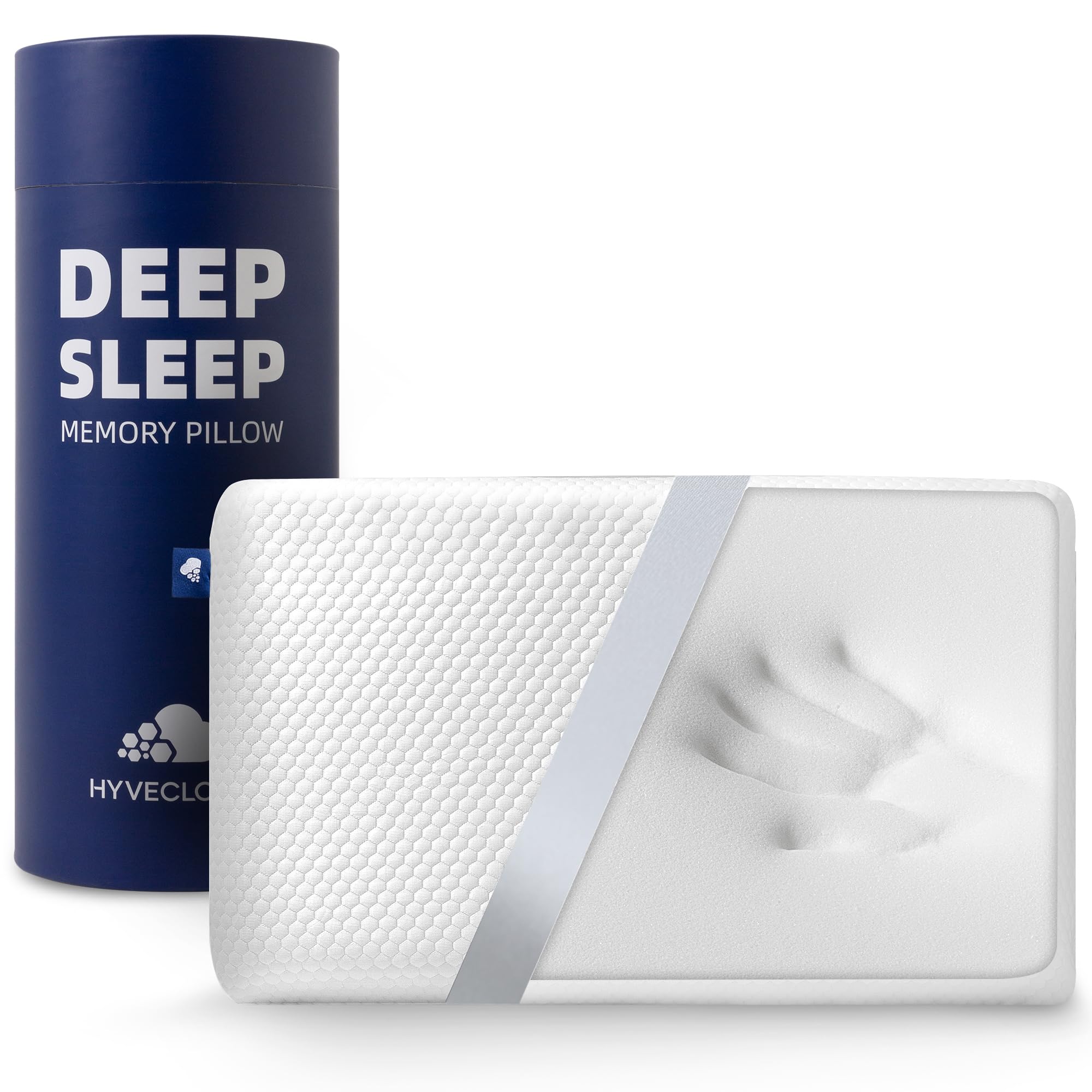 HYVECLOUD Memory Foam Bed Pillow?Adaptive Pillows for Neck Pain Relief?Medium Firm Pillow for Side,Back,and Stomach Sleepers, Keep Pressure Relief to Deep Sleep, 24 * 16 * 5 Inches, Standard 01