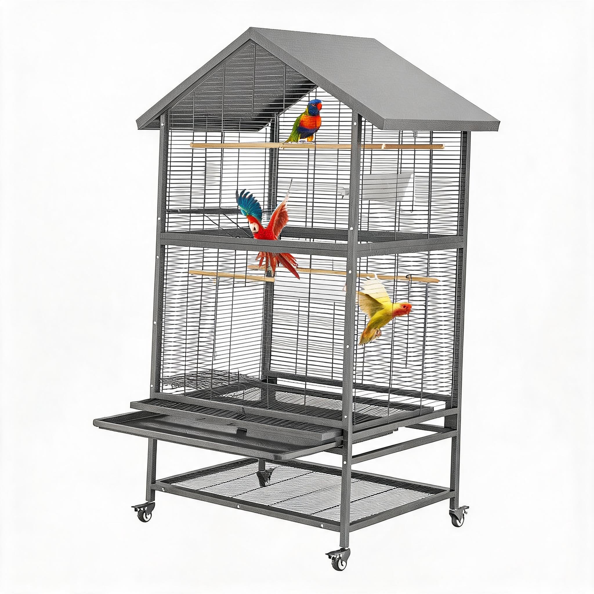 XXL Vogelkäfig Mit Rollen, Voliere Für Papageien Sittiche & Kanarien